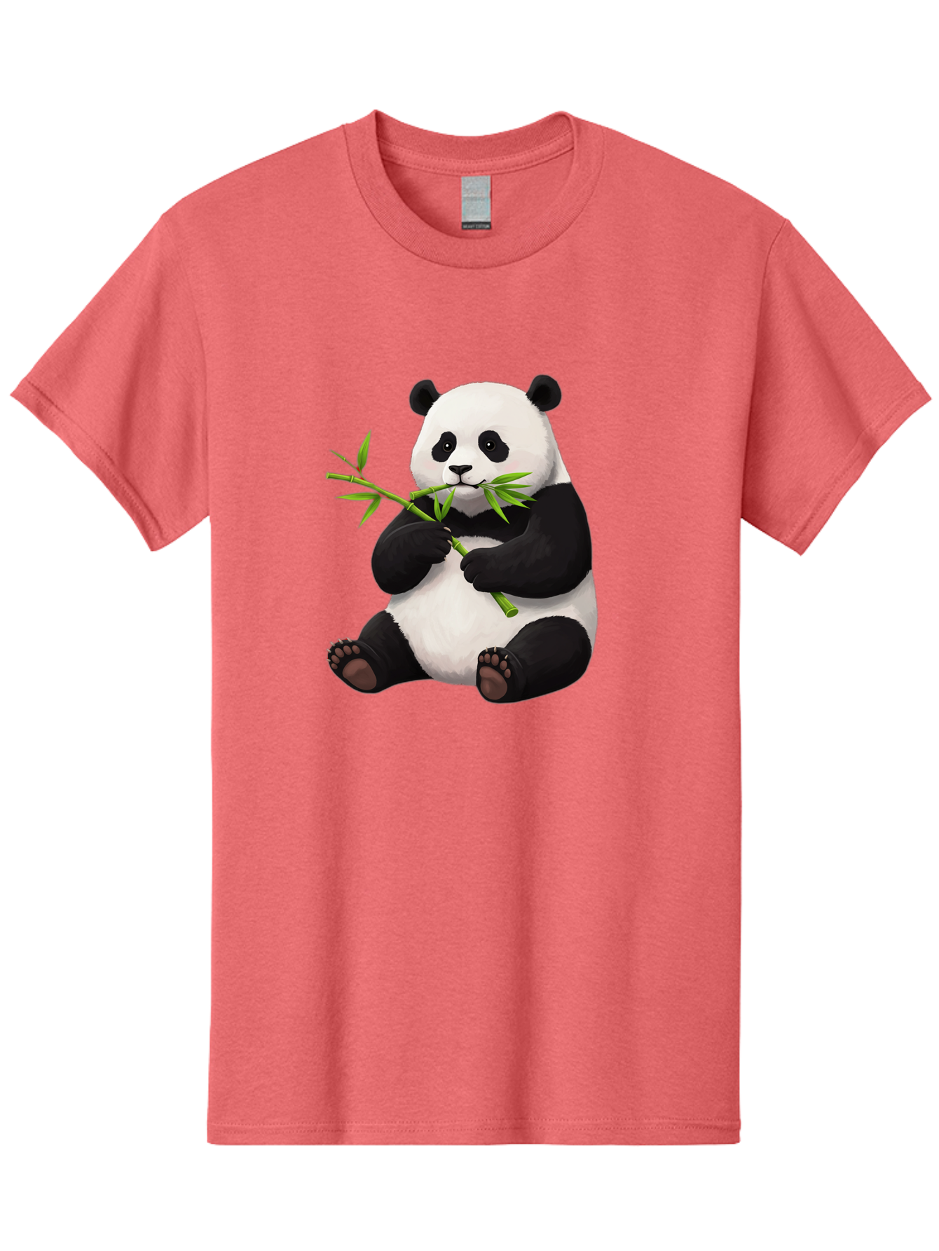 Panda-1 Men'S Graphic Tee, 100% Cotton, Comfortable Casual Summer Wear, Machine Washable, Panda Eating Bamboo, Cartoon Panda, Cute Panda, Adorable Animal, Bamboo Shoots, Black And White Panda, Sitting Panda, Playful Bear, Bamboo Leaves, Bae573