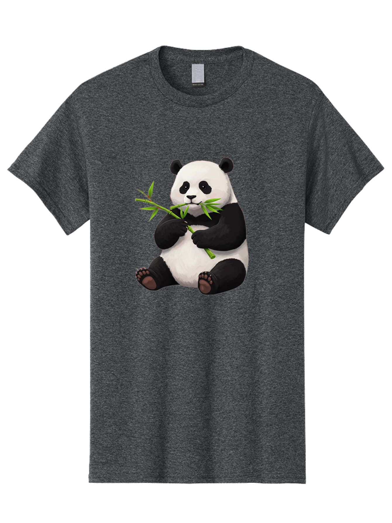 Panda-1 Men'S Graphic Tee, 100% Cotton, Comfortable Casual Summer Wear, Machine Washable, Panda Eating Bamboo, Cartoon Panda, Cute Panda, Adorable Animal, Bamboo Shoots, Black And White Panda, Sitting Panda, Playful Bear, Bamboo Leaves, Bae573