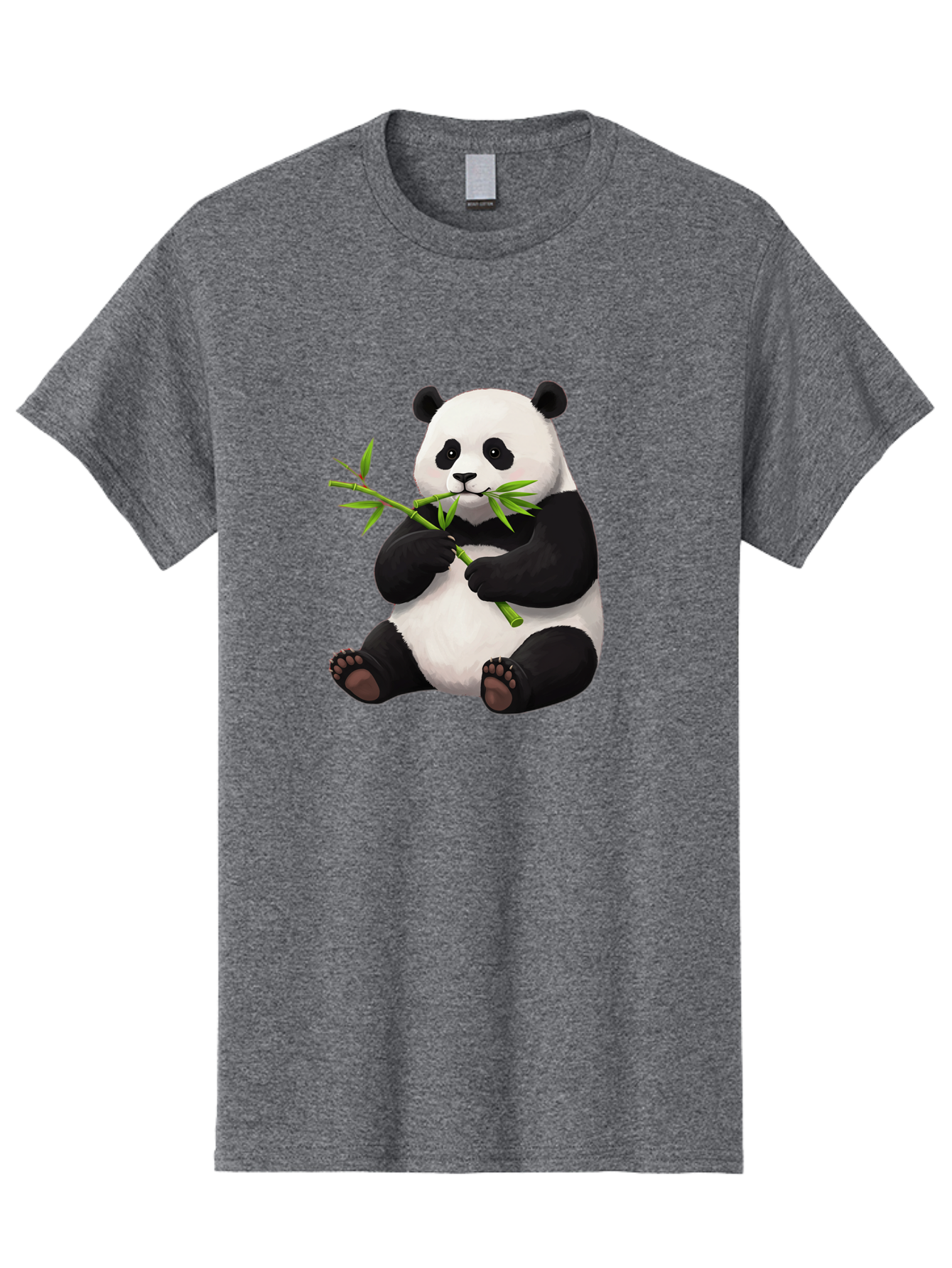 Panda-1 Men'S Graphic Tee, 100% Cotton, Comfortable Casual Summer Wear, Machine Washable, Panda Eating Bamboo, Cartoon Panda, Cute Panda, Adorable Animal, Bamboo Shoots, Black And White Panda, Sitting Panda, Playful Bear, Bamboo Leaves, Bae573