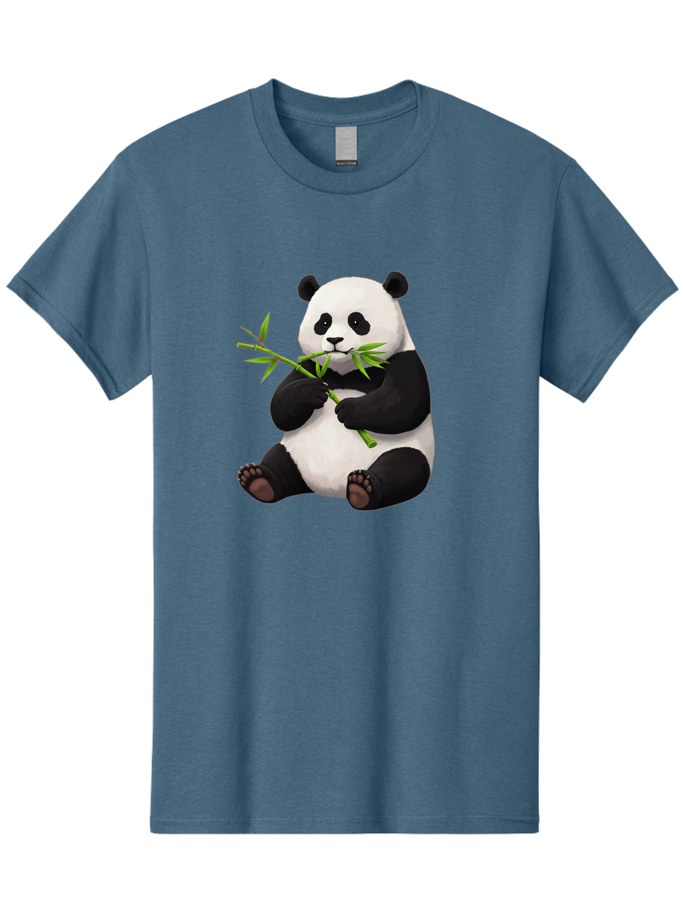 Panda-1 Men'S Graphic Tee, 100% Cotton, Comfortable Casual Summer Wear, Machine Washable, Panda Eating Bamboo, Cartoon Panda, Cute Panda, Adorable Animal, Bamboo Shoots, Black And White Panda, Sitting Panda, Playful Bear, Bamboo Leaves, Bae573