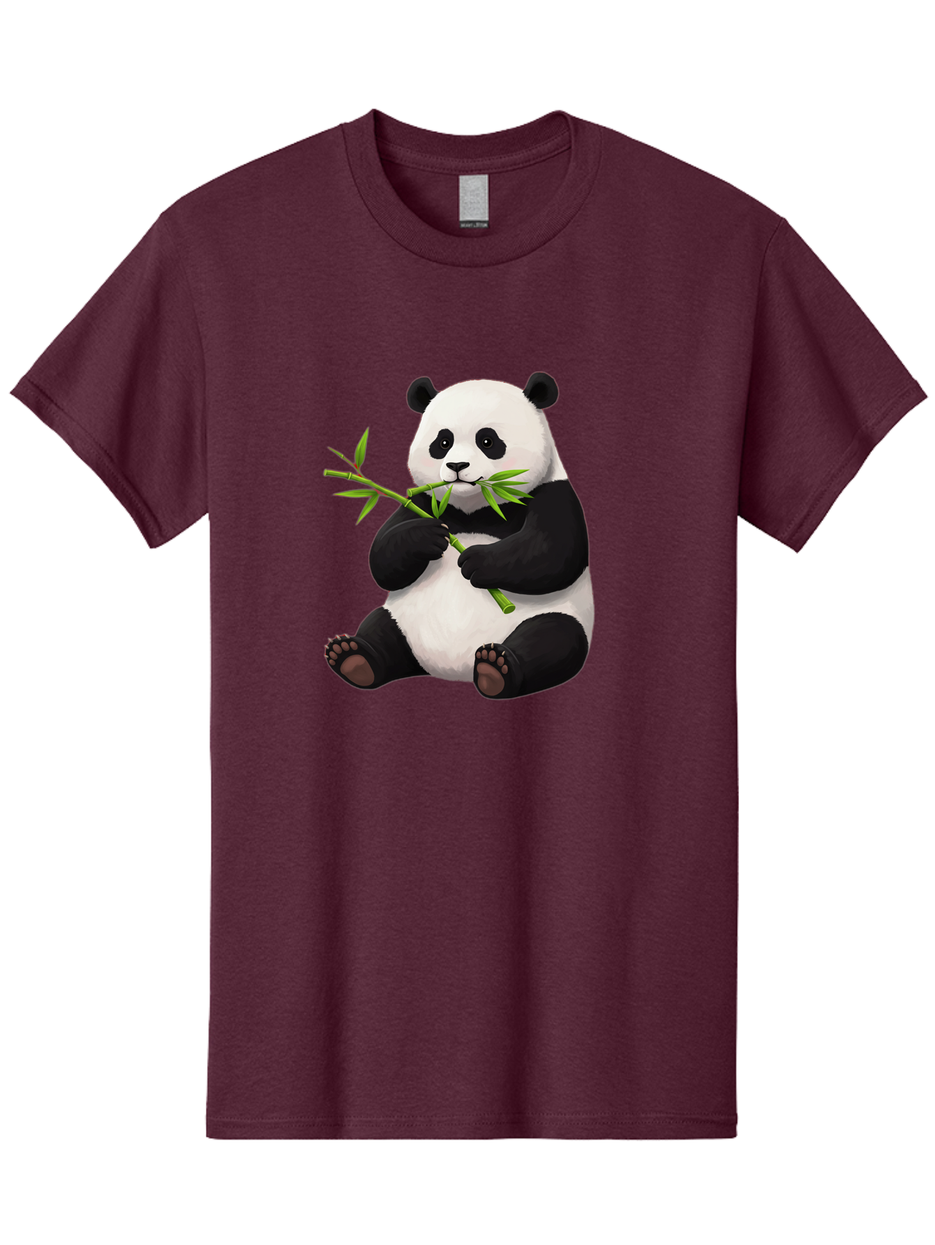 Panda-1 Men'S Graphic Tee, 100% Cotton, Comfortable Casual Summer Wear, Machine Washable, Panda Eating Bamboo, Cartoon Panda, Cute Panda, Adorable Animal, Bamboo Shoots, Black And White Panda, Sitting Panda, Playful Bear, Bamboo Leaves, Bae573