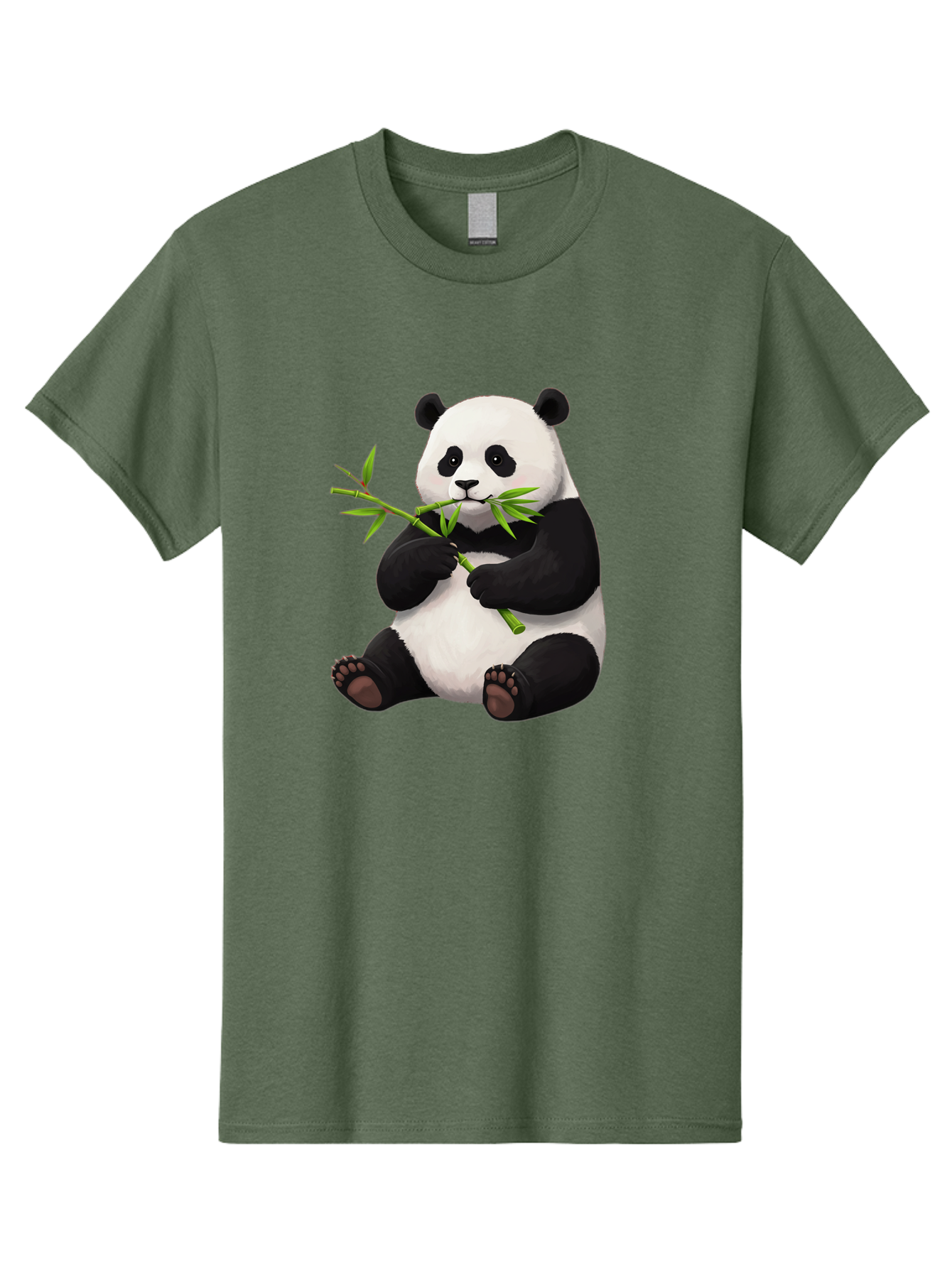 Panda-1 Men'S Graphic Tee, 100% Cotton, Comfortable Casual Summer Wear, Machine Washable, Panda Eating Bamboo, Cartoon Panda, Cute Panda, Adorable Animal, Bamboo Shoots, Black And White Panda, Sitting Panda, Playful Bear, Bamboo Leaves, Bae573