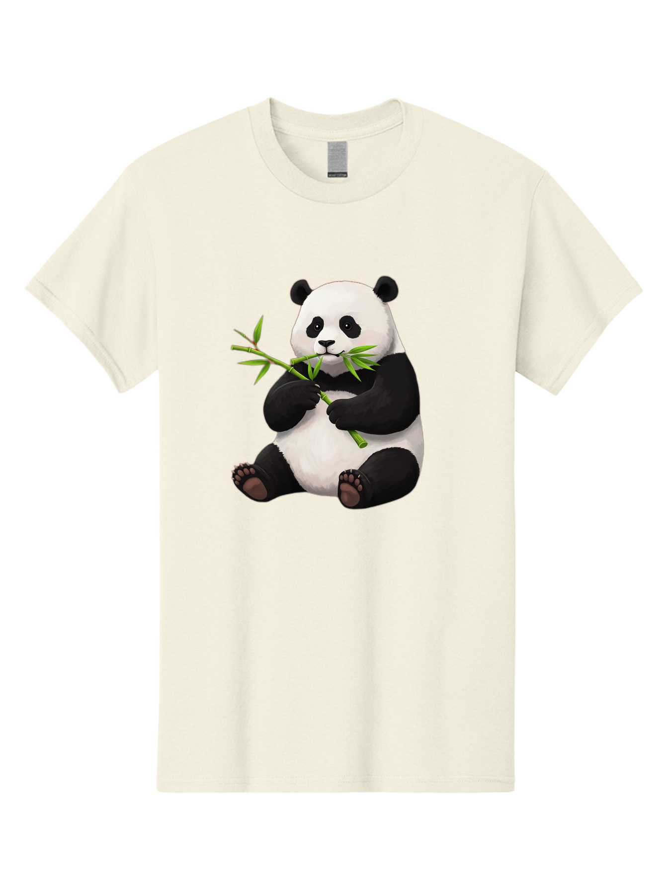 Panda-1 Men'S Graphic Tee, 100% Cotton, Comfortable Casual Summer Wear, Machine Washable, Panda Eating Bamboo, Cartoon Panda, Cute Panda, Adorable Animal, Bamboo Shoots, Black And White Panda, Sitting Panda, Playful Bear, Bamboo Leaves, Bae573