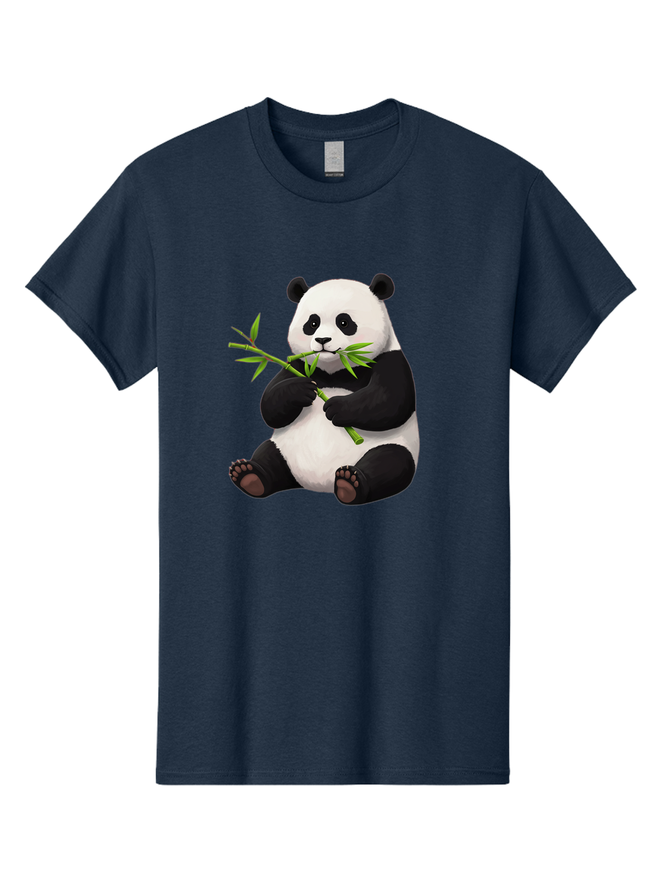 Panda-1 Men'S Graphic Tee, 100% Cotton, Comfortable Casual Summer Wear, Machine Washable, Panda Eating Bamboo, Cartoon Panda, Cute Panda, Adorable Animal, Bamboo Shoots, Black And White Panda, Sitting Panda, Playful Bear, Bamboo Leaves, Bae573