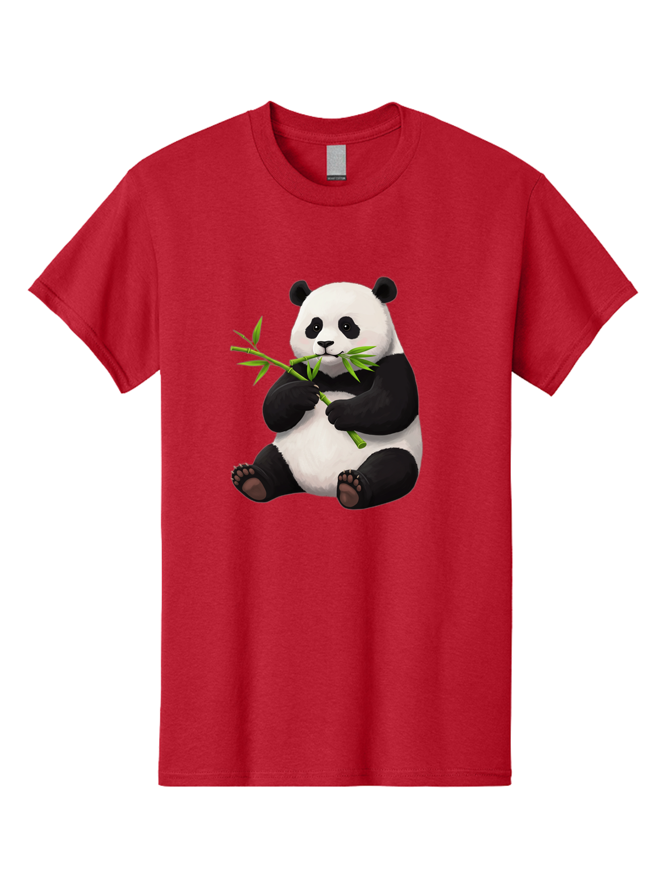 Panda-1 Men'S Graphic Tee, 100% Cotton, Comfortable Casual Summer Wear, Machine Washable, Panda Eating Bamboo, Cartoon Panda, Cute Panda, Adorable Animal, Bamboo Shoots, Black And White Panda, Sitting Panda, Playful Bear, Bamboo Leaves, Bae573