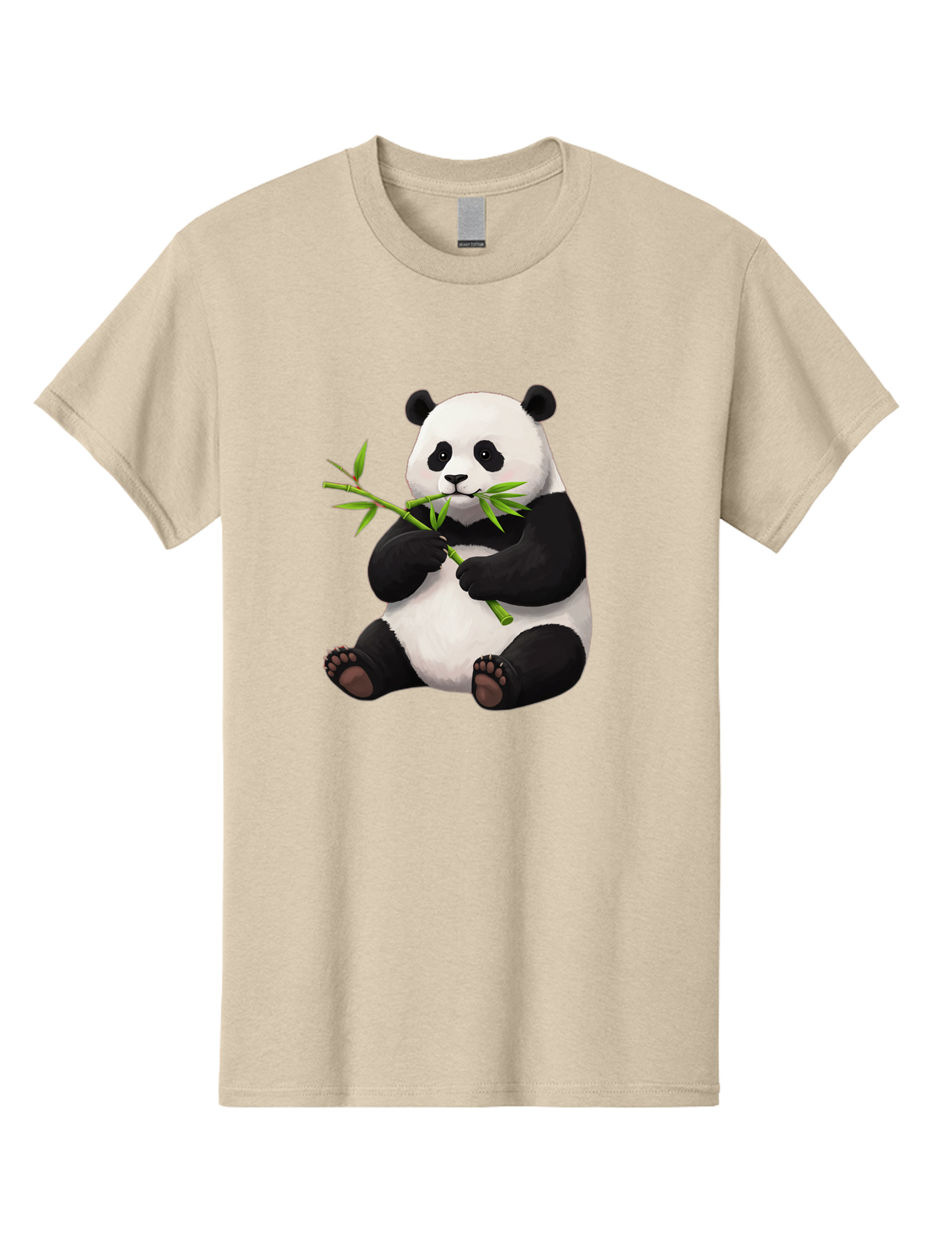 Panda-1 Men'S Graphic Tee, 100% Cotton, Comfortable Casual Summer Wear, Machine Washable, Panda Eating Bamboo, Cartoon Panda, Cute Panda, Adorable Animal, Bamboo Shoots, Black And White Panda, Sitting Panda, Playful Bear, Bamboo Leaves, Bae573