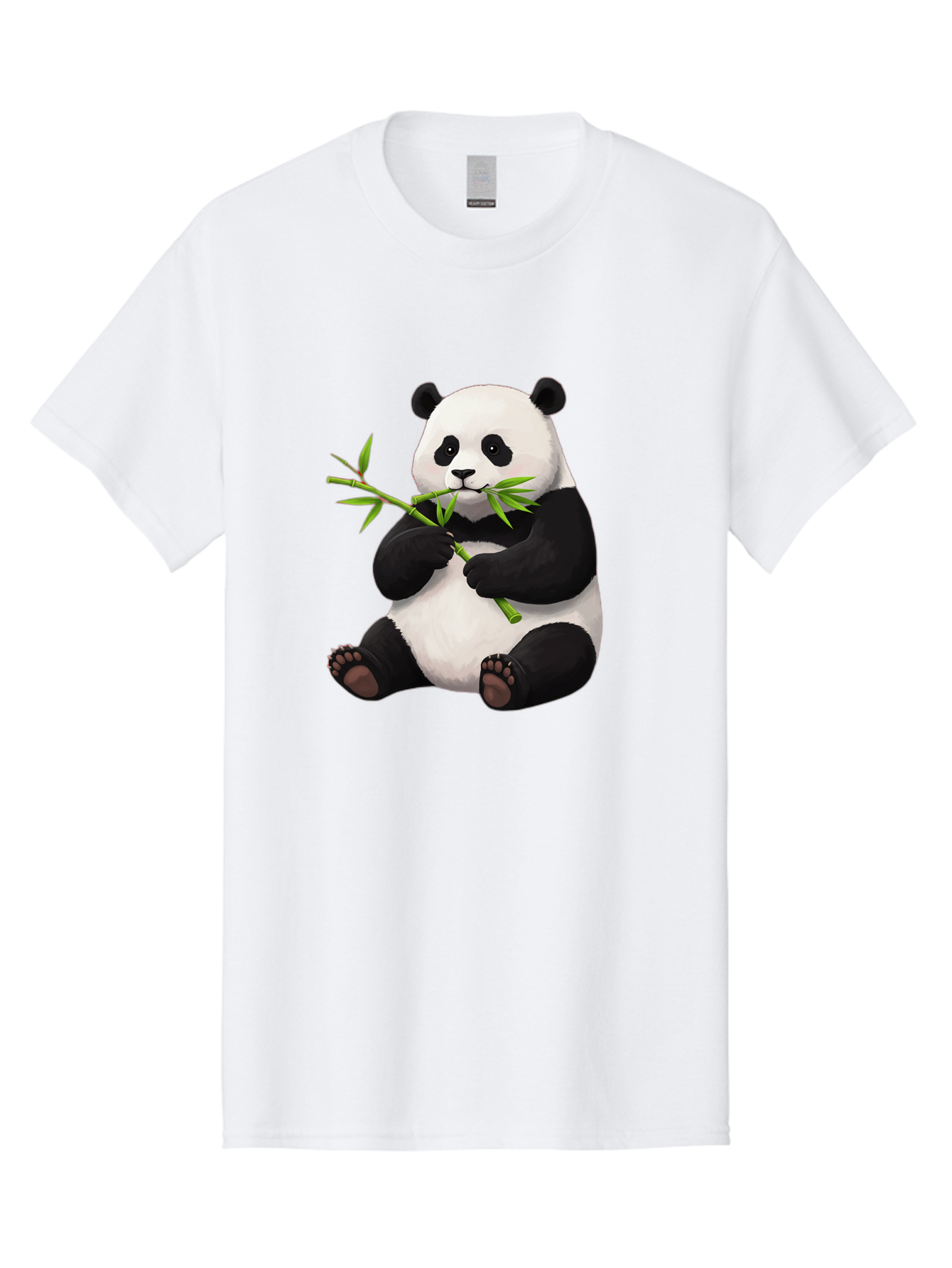 Panda-1 Men'S Graphic Tee, 100% Cotton, Comfortable Casual Summer Wear, Machine Washable, Panda Eating Bamboo, Cartoon Panda, Cute Panda, Adorable Animal, Bamboo Shoots, Black And White Panda, Sitting Panda, Playful Bear, Bamboo Leaves, Bae573