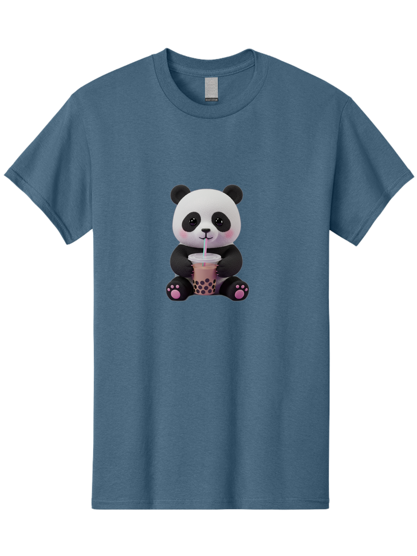 Panda-Drinking-Boba-2 Men'S Graphic Tee, 100% Cotton, Comfortable Casual Summer Wear, Machine Washable, Panda With Boba Tea, Cute Panda, Boba Drink, Bubble Tea, Cute Animal, Kawaii Culture, Cartoon Character, Boba Lover Bae576