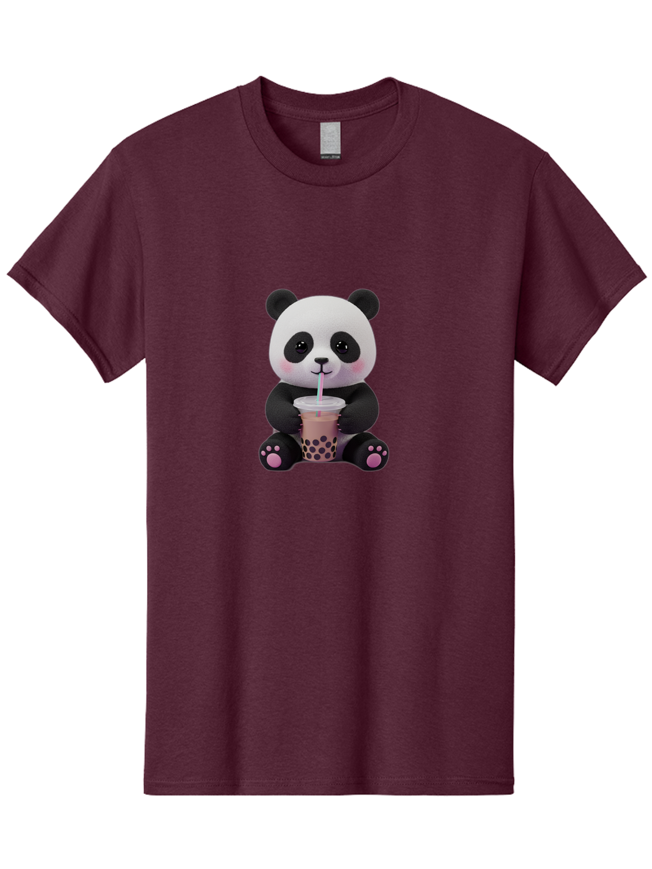 Panda-Drinking-Boba-2 Men'S Graphic Tee, 100% Cotton, Comfortable Casual Summer Wear, Machine Washable, Panda With Boba Tea, Cute Panda, Boba Drink, Bubble Tea, Cute Animal, Kawaii Culture, Cartoon Character, Boba Lover Bae576