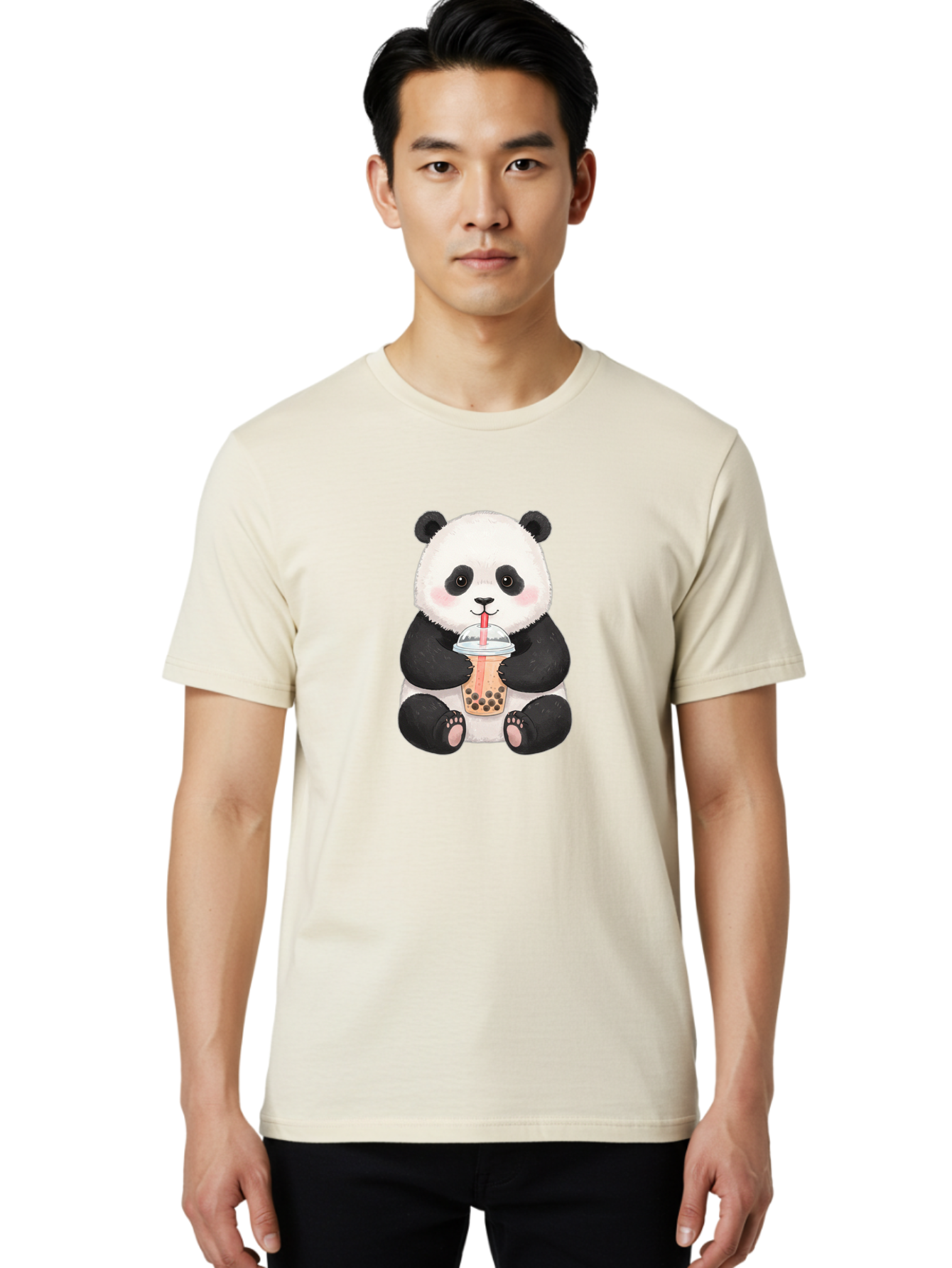 Panda-Drinking-Bubble-Tea-1 Men'S Graphic Tee, 100% Cotton, Comfortable Casual Summer Wear, Machine Washable, Panda Drinking Bubble Tea, Bubble Tea, Cute Panda, Cartoon Panda, Boba Tea, Adorable Animal, Milk Tea, Kawaii Culture, Panda Bear Bae578