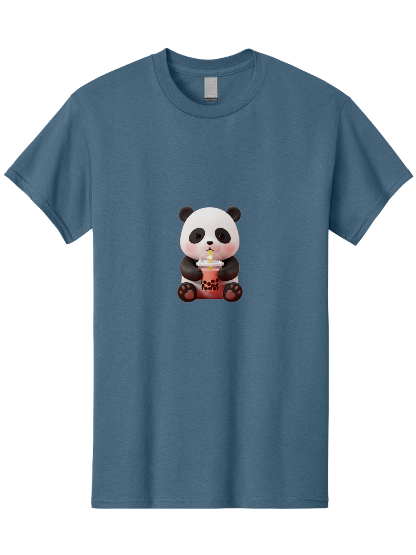 Panda-Drinking-Bubble-Tea-2 Men'S Graphic Tee, 100% Cotton, Comfortable Casual Summer Wear, Machine Washable, Panda, Bubble Tea, Boba, Cartoon Character, Cute Animal, Funny Illustration, Drinking Straw, Kawaii, Asian Culture, Adorable Panda, Bae579