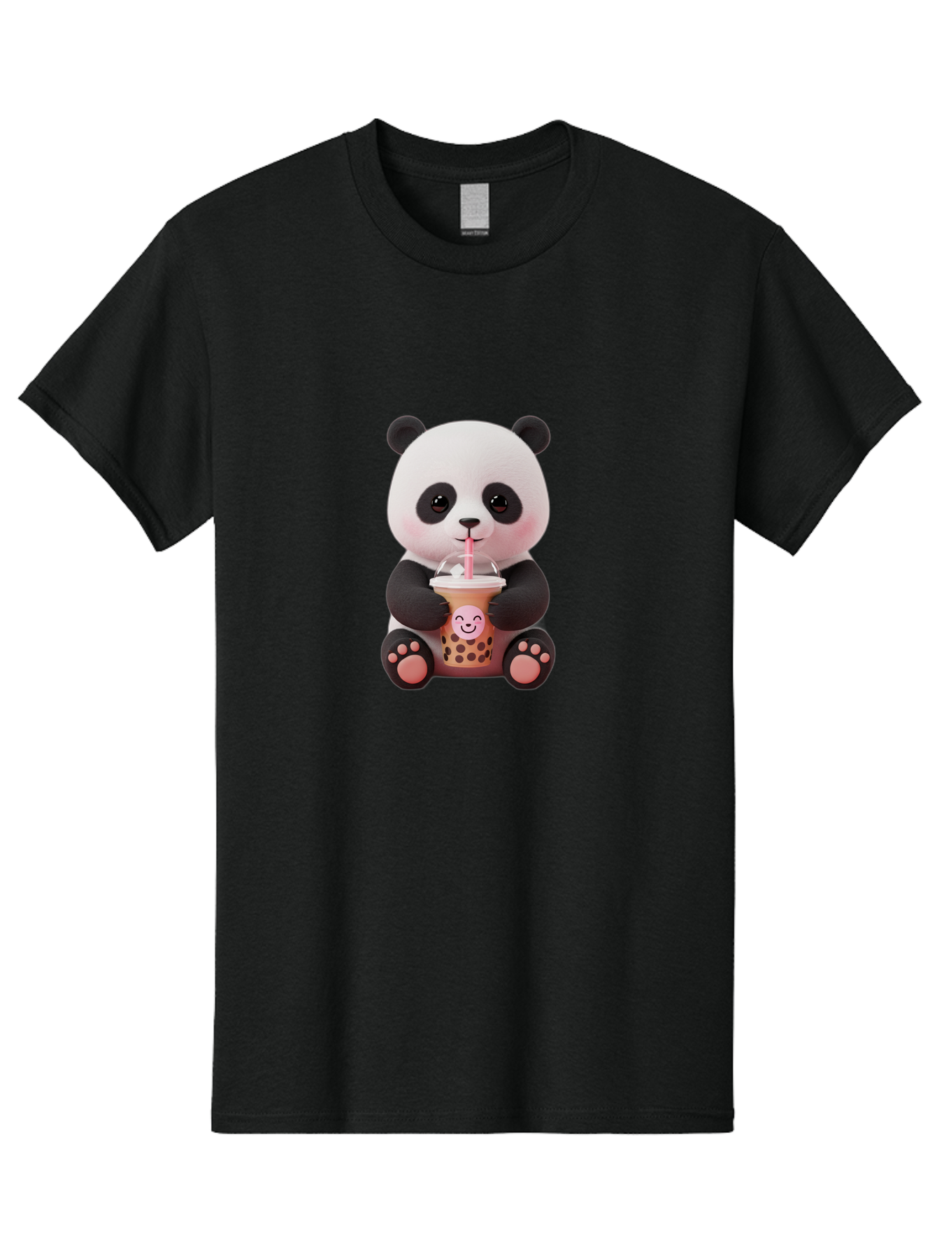 Panda-Drinking-Bubble-Tea-5 Men'S Graphic Tee, 100% Cotton, Comfortable Casual Summer Wear, Machine Washable, Cartoon Panda, Boba Tea, Bubble Tea, Adorable Animal, Kawaii Character, Milk Tea, Straw, Cute Design, Funny Illustration, Bae582