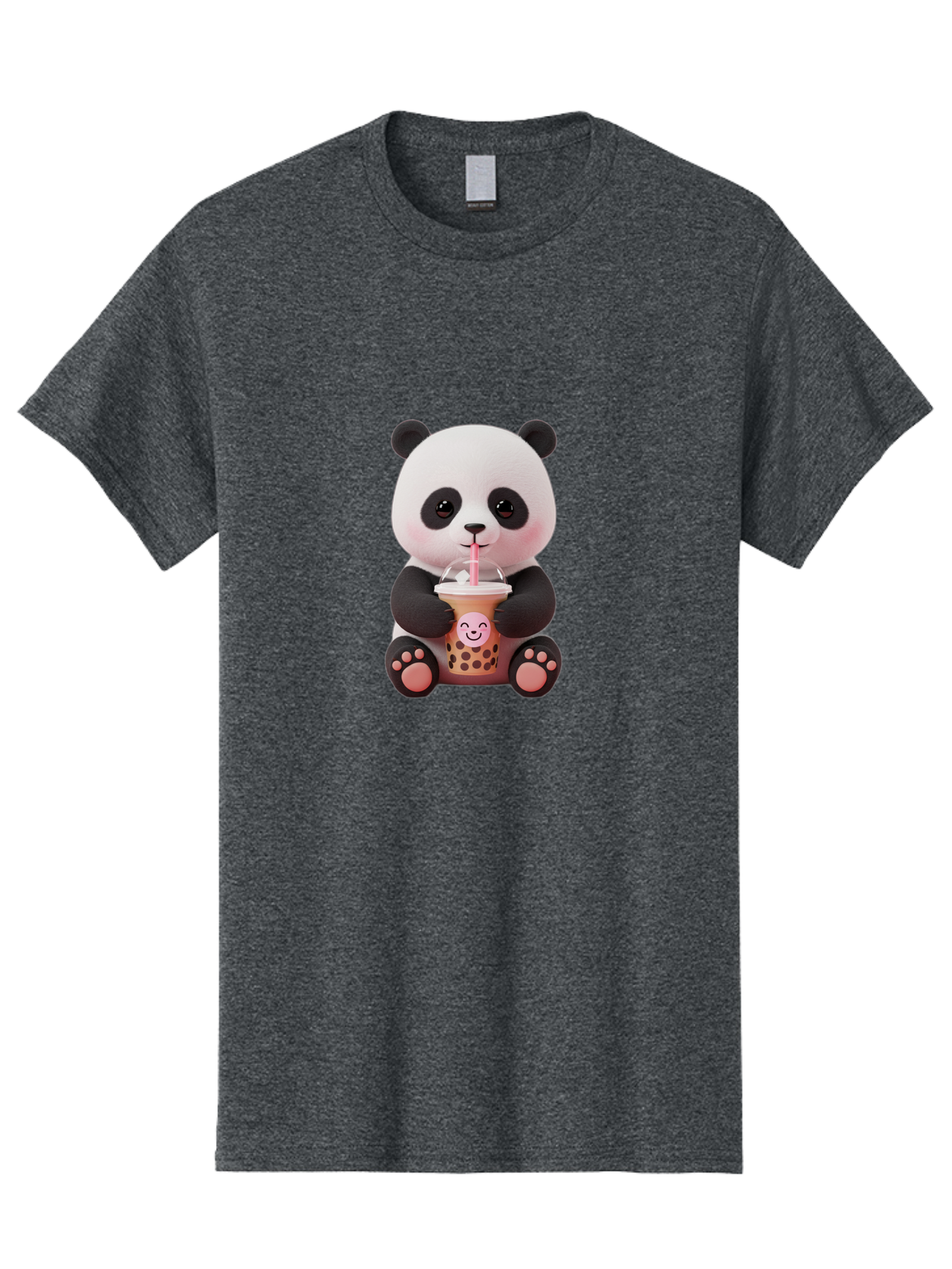 Panda-Drinking-Bubble-Tea-5 Men'S Graphic Tee, 100% Cotton, Comfortable Casual Summer Wear, Machine Washable, Cartoon Panda, Boba Tea, Bubble Tea, Adorable Animal, Kawaii Character, Milk Tea, Straw, Cute Design, Funny Illustration, Bae582