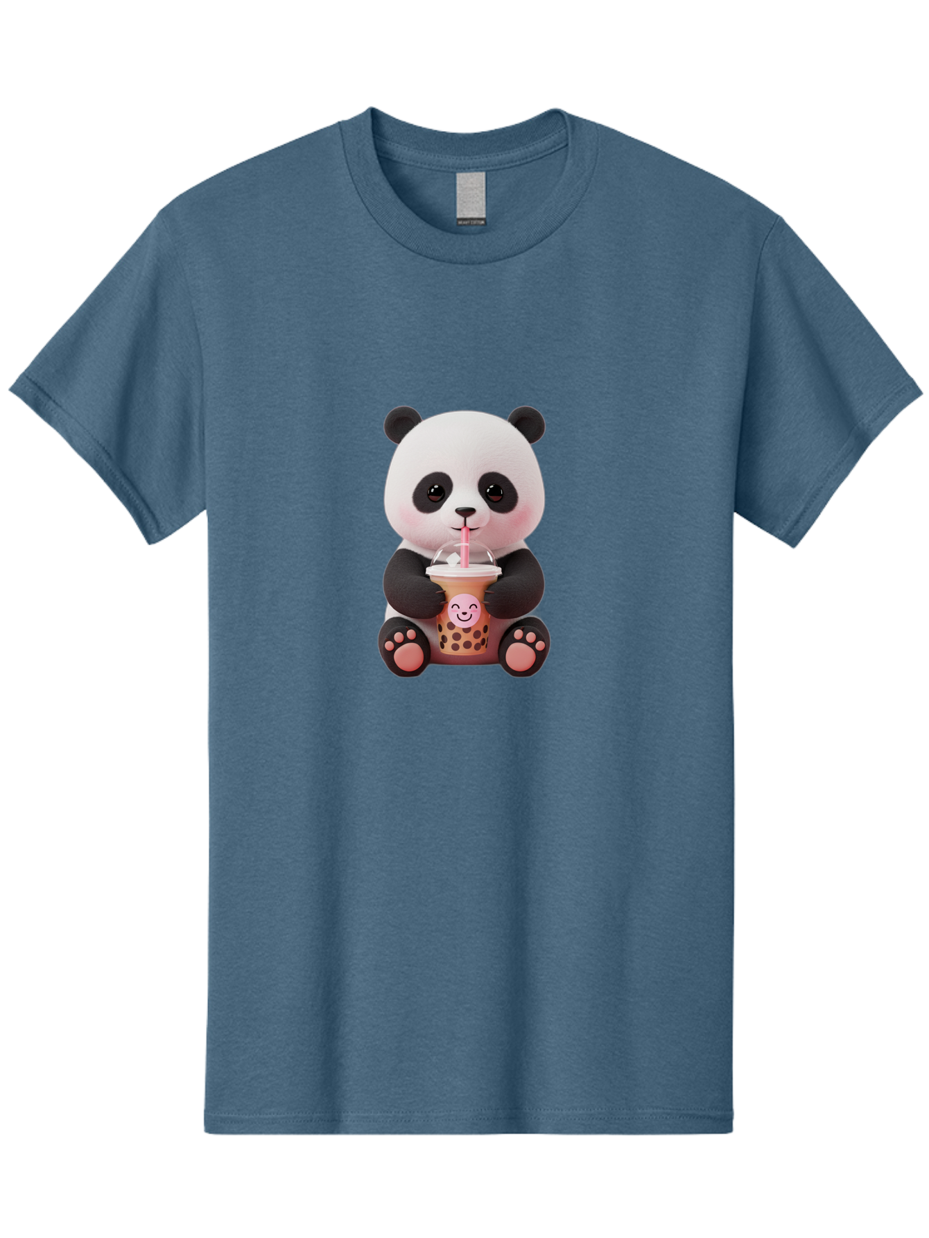 Panda-Drinking-Bubble-Tea-5 Men'S Graphic Tee, 100% Cotton, Comfortable Casual Summer Wear, Machine Washable, Cartoon Panda, Boba Tea, Bubble Tea, Adorable Animal, Kawaii Character, Milk Tea, Straw, Cute Design, Funny Illustration, Bae582