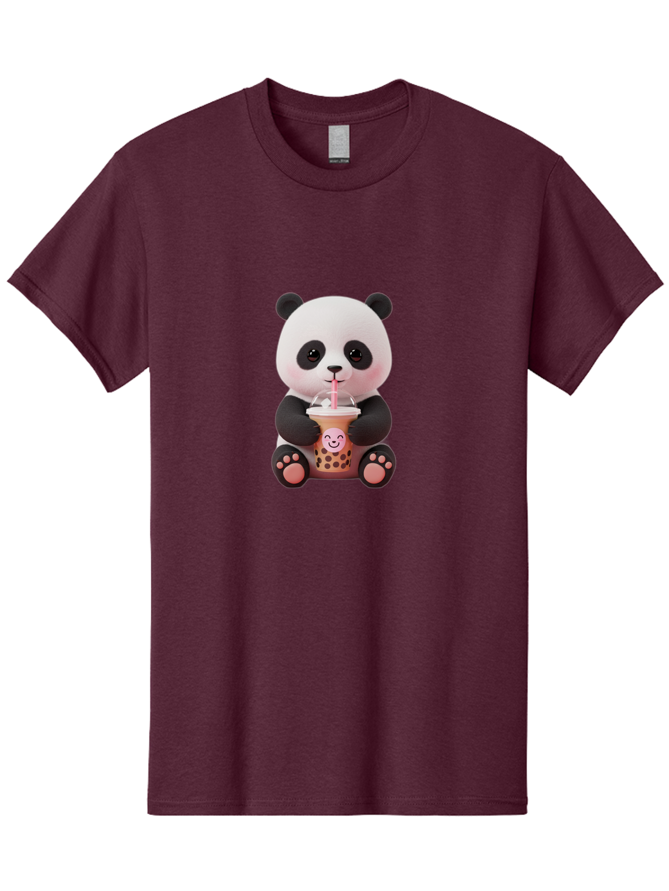 Panda-Drinking-Bubble-Tea-5 Men'S Graphic Tee, 100% Cotton, Comfortable Casual Summer Wear, Machine Washable, Cartoon Panda, Boba Tea, Bubble Tea, Adorable Animal, Kawaii Character, Milk Tea, Straw, Cute Design, Funny Illustration, Bae582