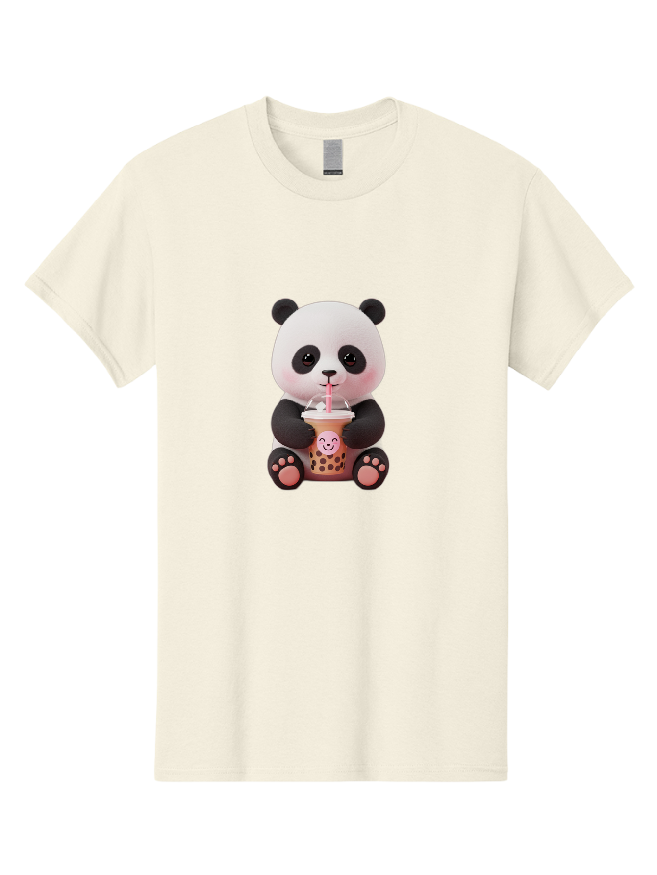 Panda-Drinking-Bubble-Tea-5 Men'S Graphic Tee, 100% Cotton, Comfortable Casual Summer Wear, Machine Washable, Cartoon Panda, Boba Tea, Bubble Tea, Adorable Animal, Kawaii Character, Milk Tea, Straw, Cute Design, Funny Illustration, Bae582