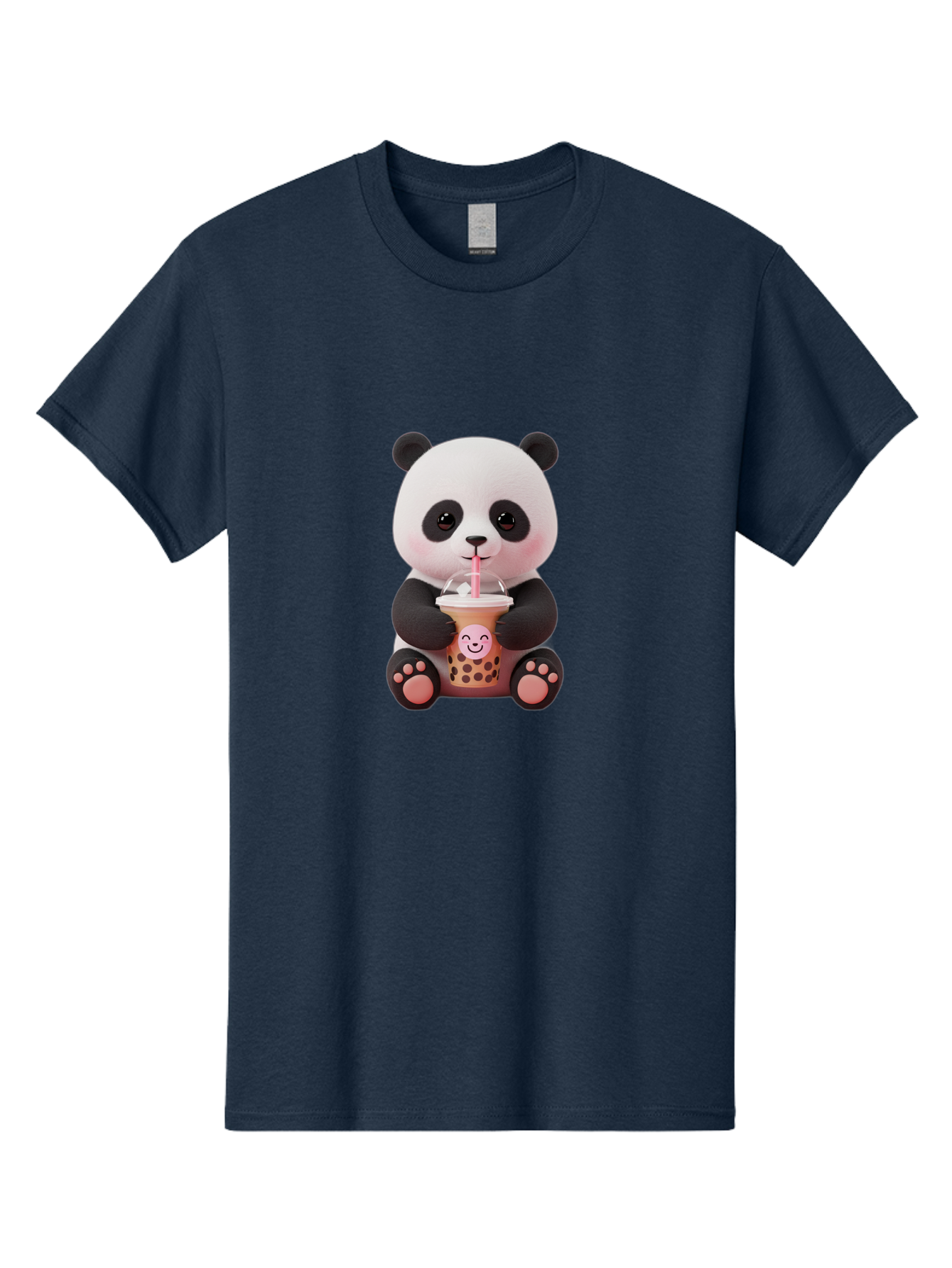 Panda-Drinking-Bubble-Tea-5 Men'S Graphic Tee, 100% Cotton, Comfortable Casual Summer Wear, Machine Washable, Cartoon Panda, Boba Tea, Bubble Tea, Adorable Animal, Kawaii Character, Milk Tea, Straw, Cute Design, Funny Illustration, Bae582