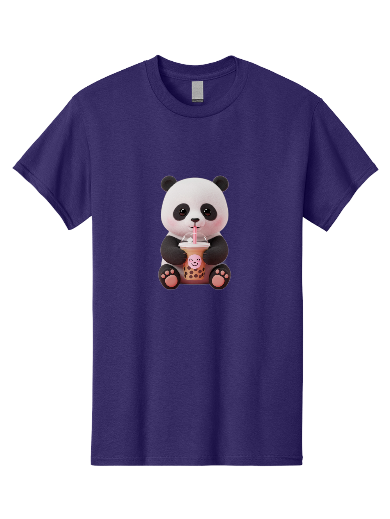Panda-Drinking-Bubble-Tea-5 Men'S Graphic Tee, 100% Cotton, Comfortable Casual Summer Wear, Machine Washable, Cartoon Panda, Boba Tea, Bubble Tea, Adorable Animal, Kawaii Character, Milk Tea, Straw, Cute Design, Funny Illustration, Bae582