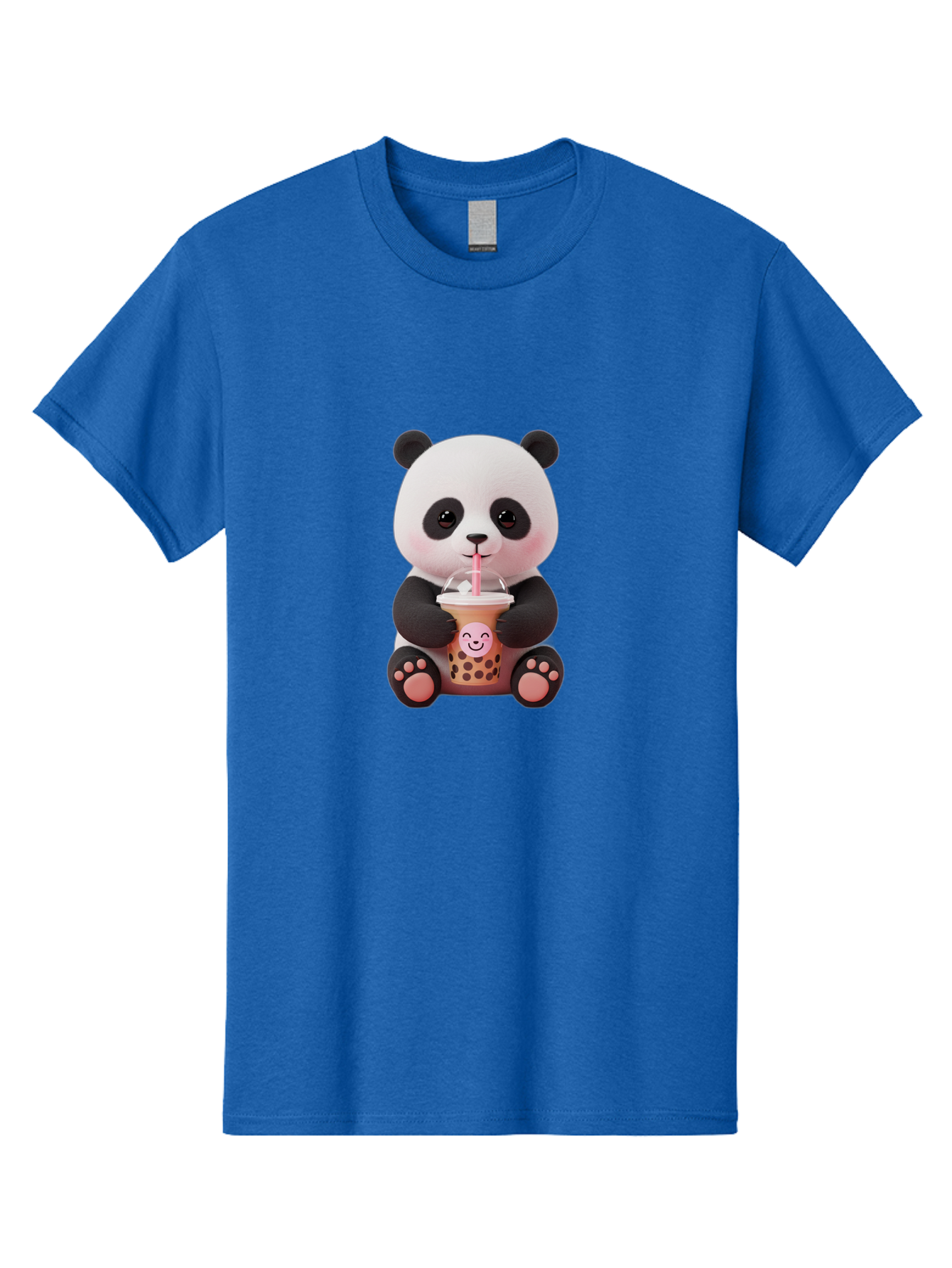 Panda-Drinking-Bubble-Tea-5 Men'S Graphic Tee, 100% Cotton, Comfortable Casual Summer Wear, Machine Washable, Cartoon Panda, Boba Tea, Bubble Tea, Adorable Animal, Kawaii Character, Milk Tea, Straw, Cute Design, Funny Illustration, Bae582