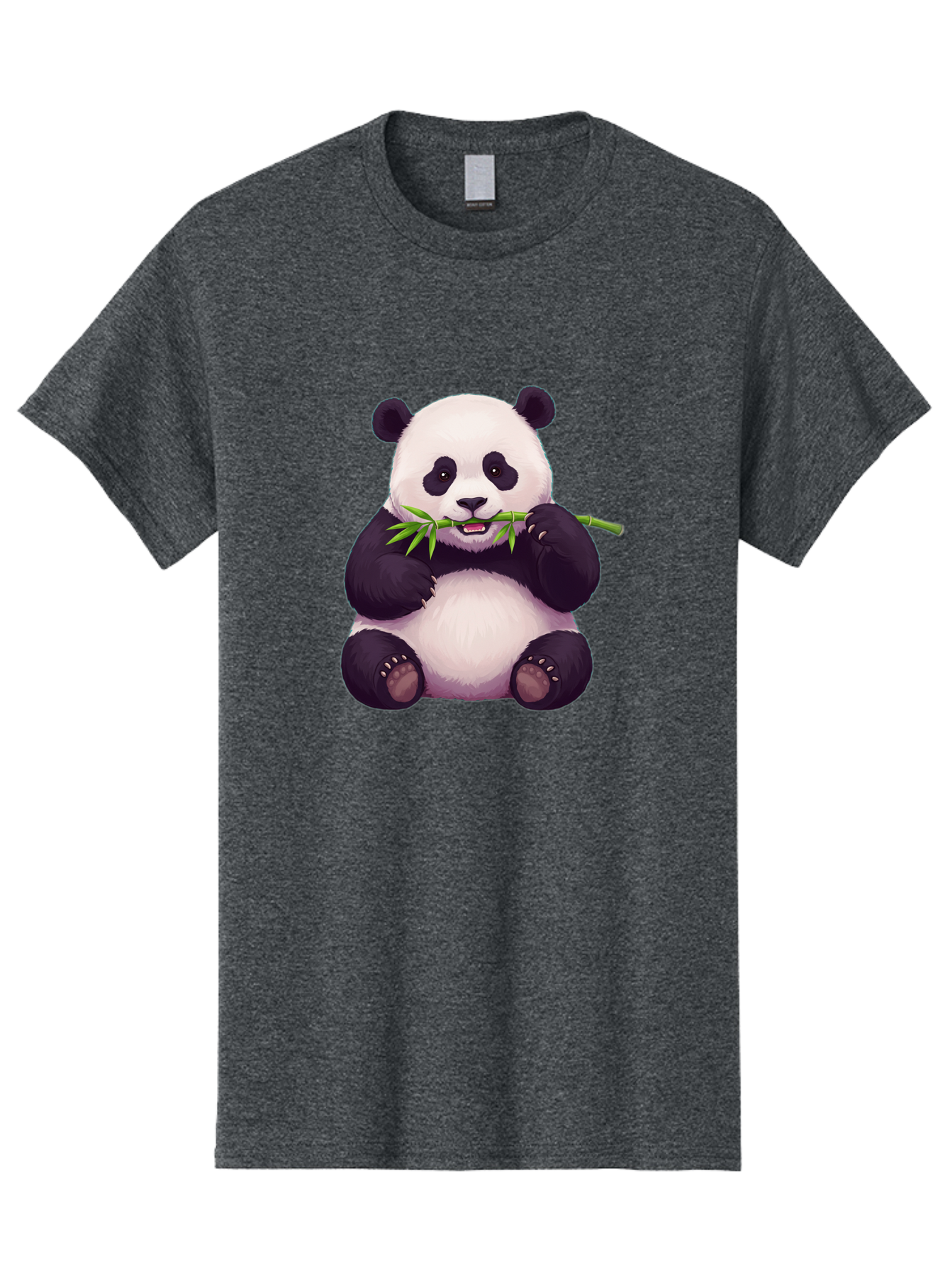 Panda-Eating-Bamboo Men'S Graphic Tee, 100% Cotton, Comfortable Casual Summer Wear, Machine Washable, Panda Eating Bamboo, Cute Panda, Cartoon Panda, Panda Bear, Bamboo Shoots, Black And White Panda, Adorable Animal, Cartoon Character Bae585