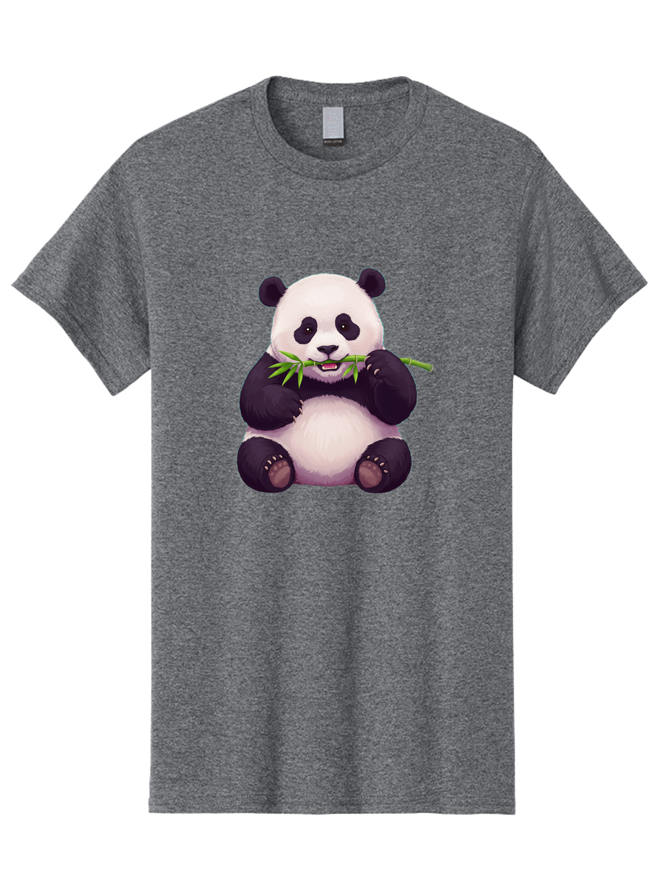 Panda-Eating-Bamboo Men'S Graphic Tee, 100% Cotton, Comfortable Casual Summer Wear, Machine Washable, Panda Eating Bamboo, Cute Panda, Cartoon Panda, Panda Bear, Bamboo Shoots, Black And White Panda, Adorable Animal, Cartoon Character Bae585