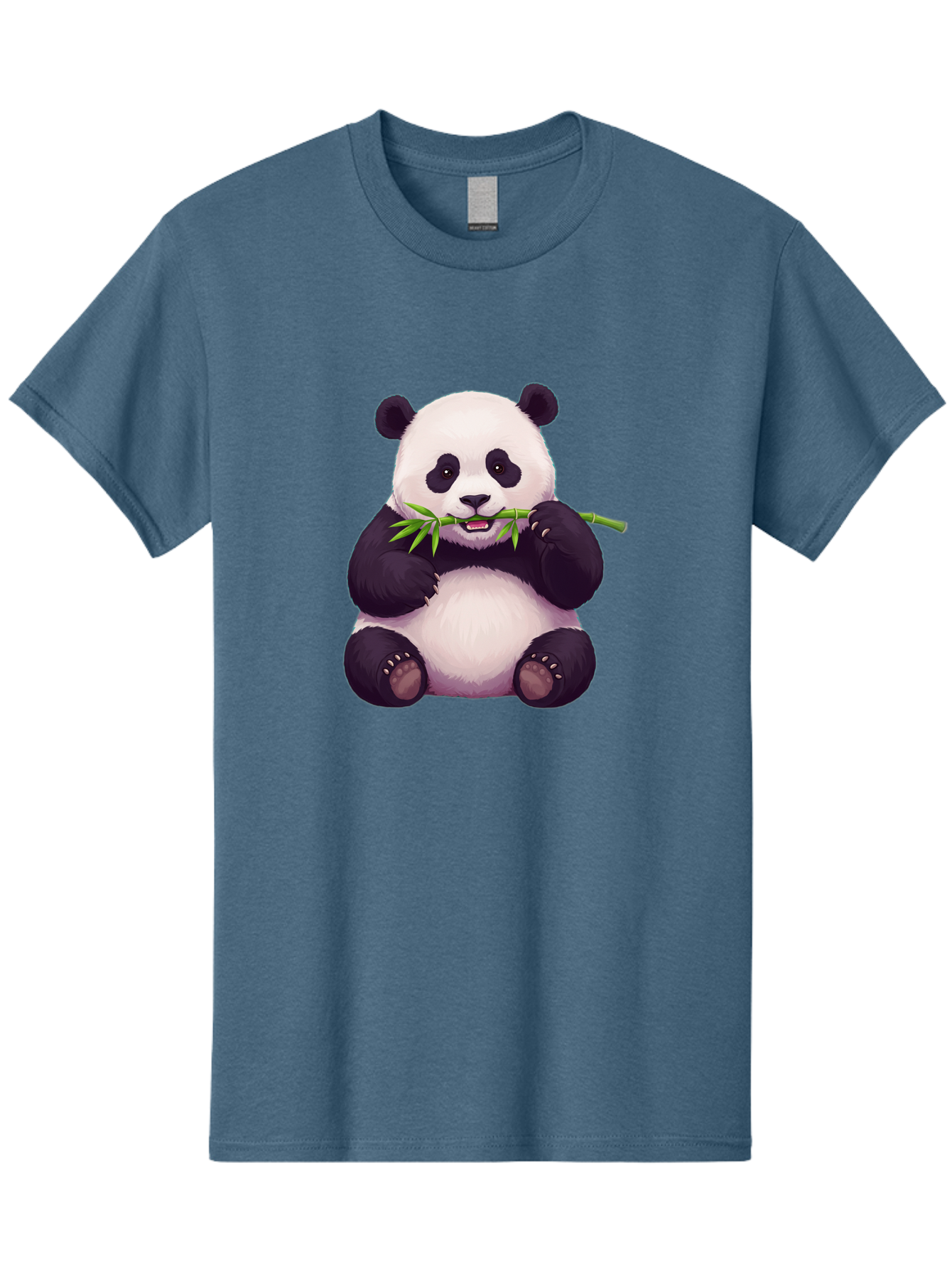 Panda-Eating-Bamboo Men'S Graphic Tee, 100% Cotton, Comfortable Casual Summer Wear, Machine Washable, Panda Eating Bamboo, Cute Panda, Cartoon Panda, Panda Bear, Bamboo Shoots, Black And White Panda, Adorable Animal, Cartoon Character Bae585