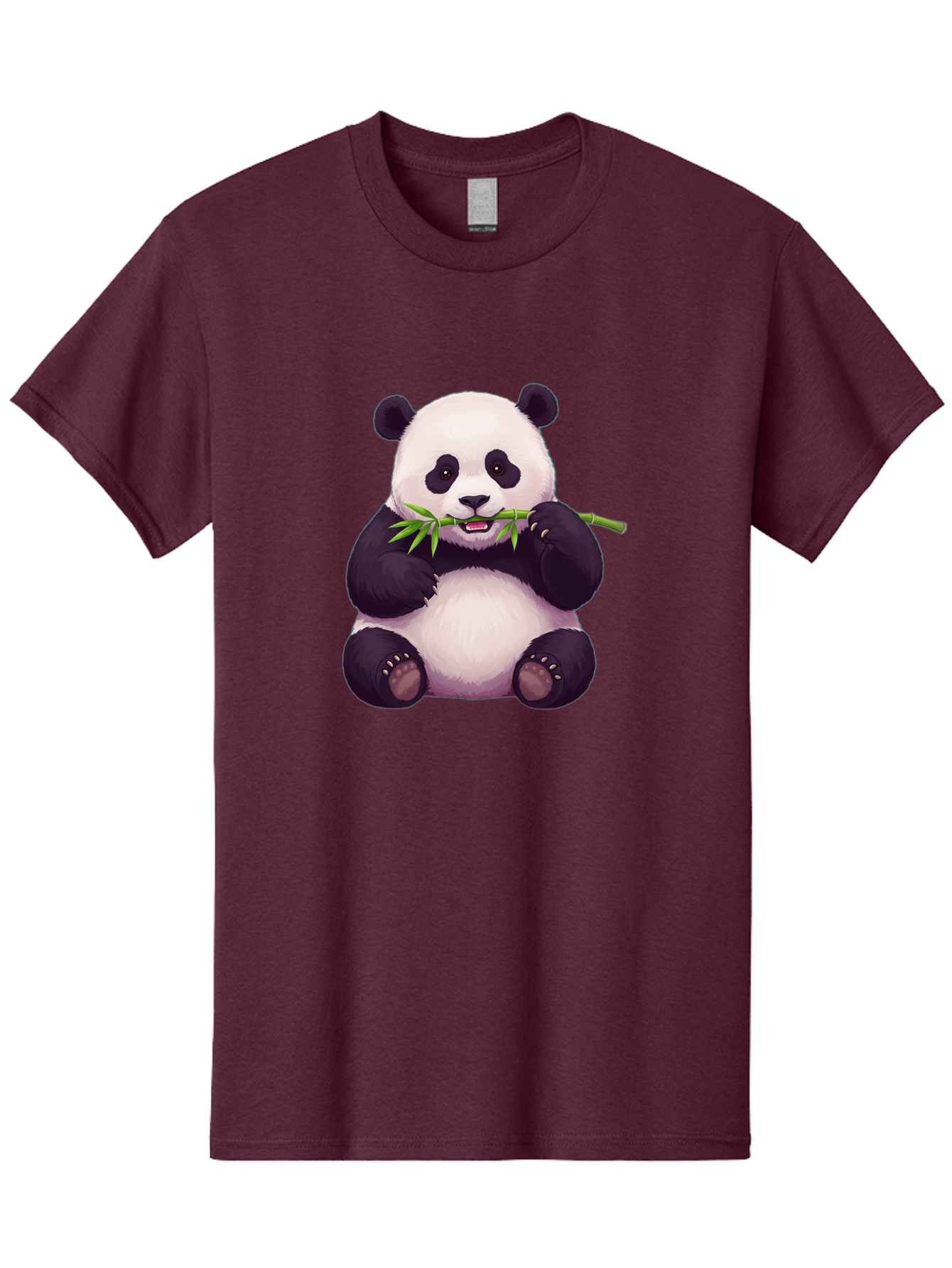 Panda-Eating-Bamboo Men'S Graphic Tee, 100% Cotton, Comfortable Casual Summer Wear, Machine Washable, Panda Eating Bamboo, Cute Panda, Cartoon Panda, Panda Bear, Bamboo Shoots, Black And White Panda, Adorable Animal, Cartoon Character Bae585