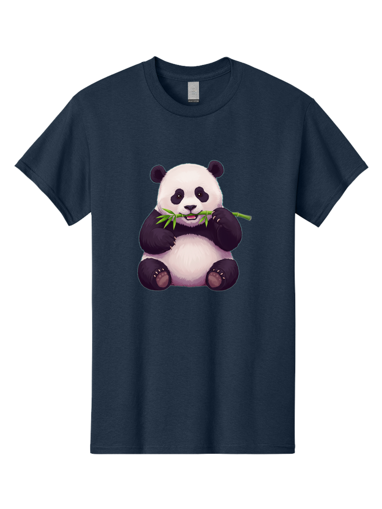 Panda-Eating-Bamboo Men'S Graphic Tee, 100% Cotton, Comfortable Casual Summer Wear, Machine Washable, Panda Eating Bamboo, Cute Panda, Cartoon Panda, Panda Bear, Bamboo Shoots, Black And White Panda, Adorable Animal, Cartoon Character Bae585