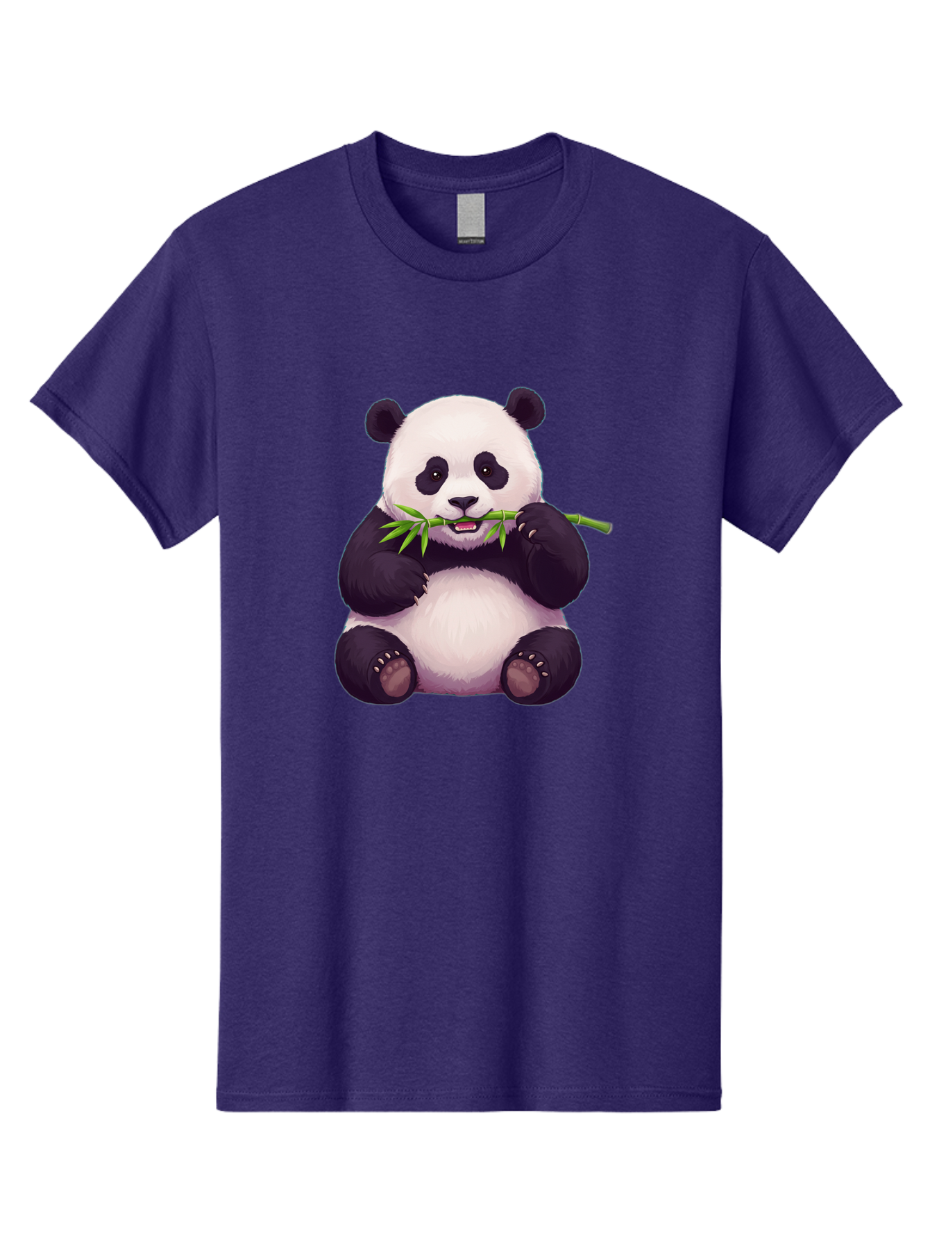 Panda-Eating-Bamboo Men'S Graphic Tee, 100% Cotton, Comfortable Casual Summer Wear, Machine Washable, Panda Eating Bamboo, Cute Panda, Cartoon Panda, Panda Bear, Bamboo Shoots, Black And White Panda, Adorable Animal, Cartoon Character Bae585