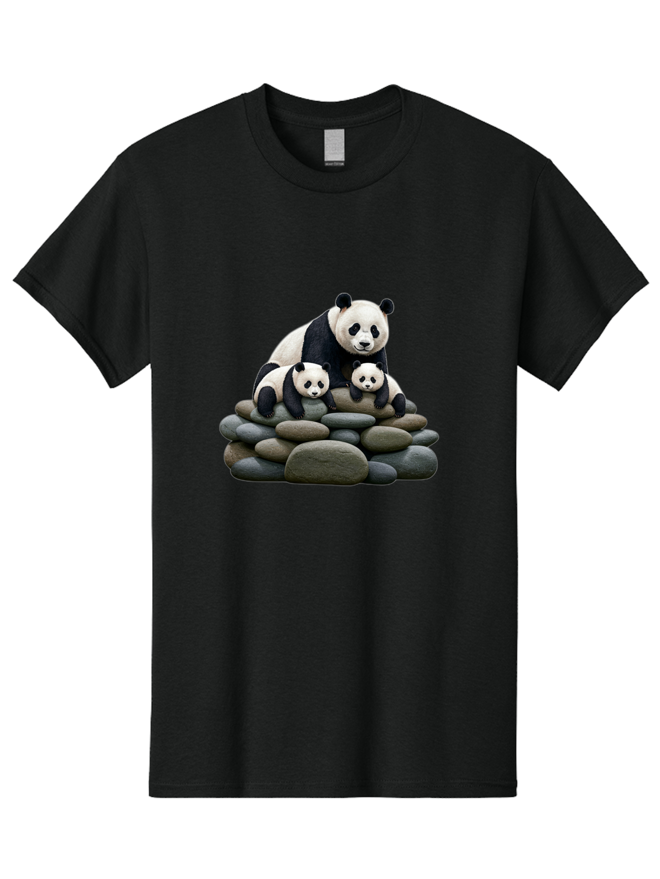 Panda-Family-4 Men'S Graphic Tee, 100% Cotton, Comfortable Casual Summer Wear, Machine Washable, Panda Bear Mom, Baby Pandas, Adorable Animals, Giant Panda, Cute Cubs, Panda Family, Animal Portrait, Wildlife Art Bae589