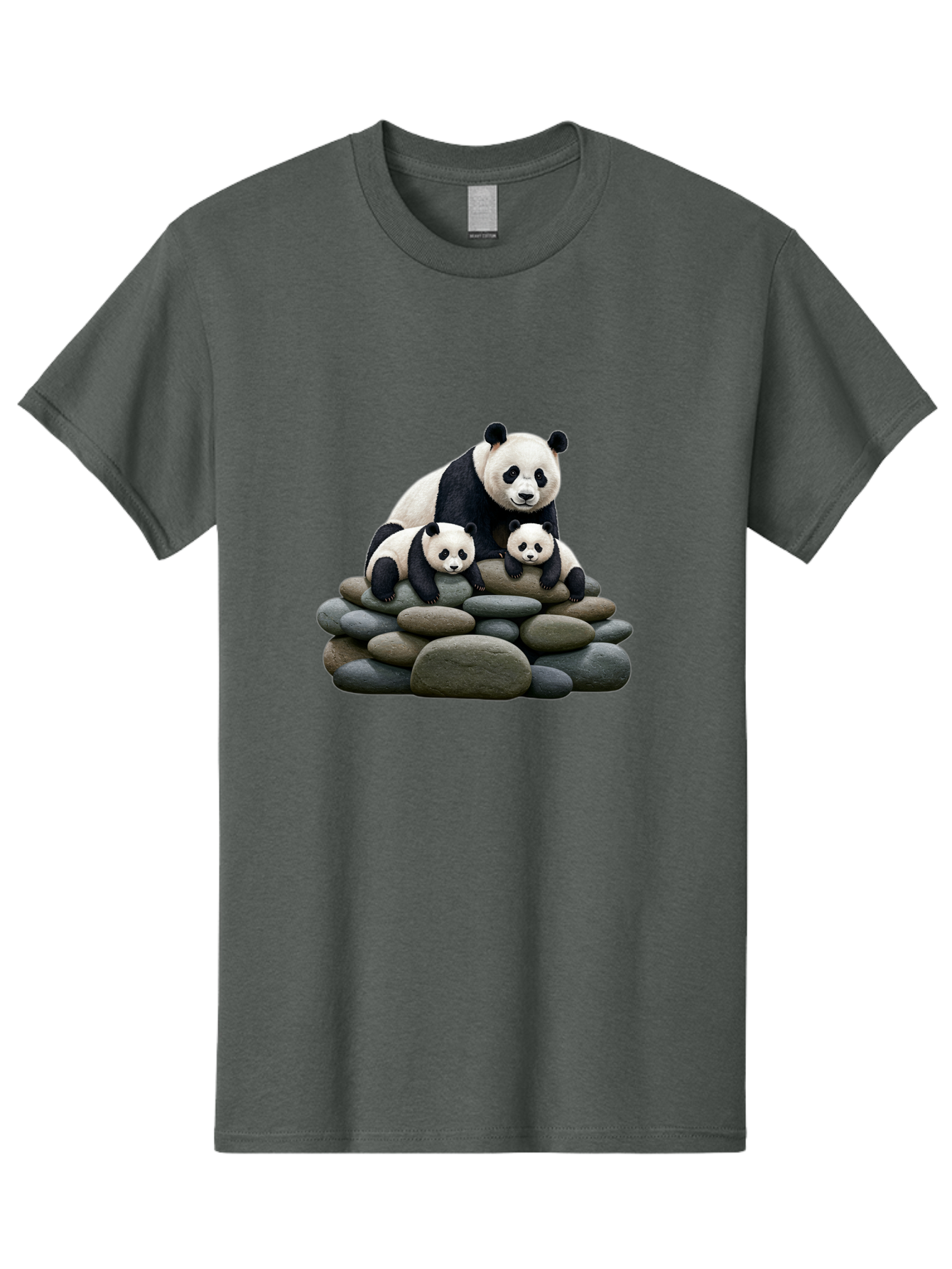 Panda-Family-4 Men'S Graphic Tee, 100% Cotton, Comfortable Casual Summer Wear, Machine Washable, Panda Bear Mom, Baby Pandas, Adorable Animals, Giant Panda, Cute Cubs, Panda Family, Animal Portrait, Wildlife Art Bae589