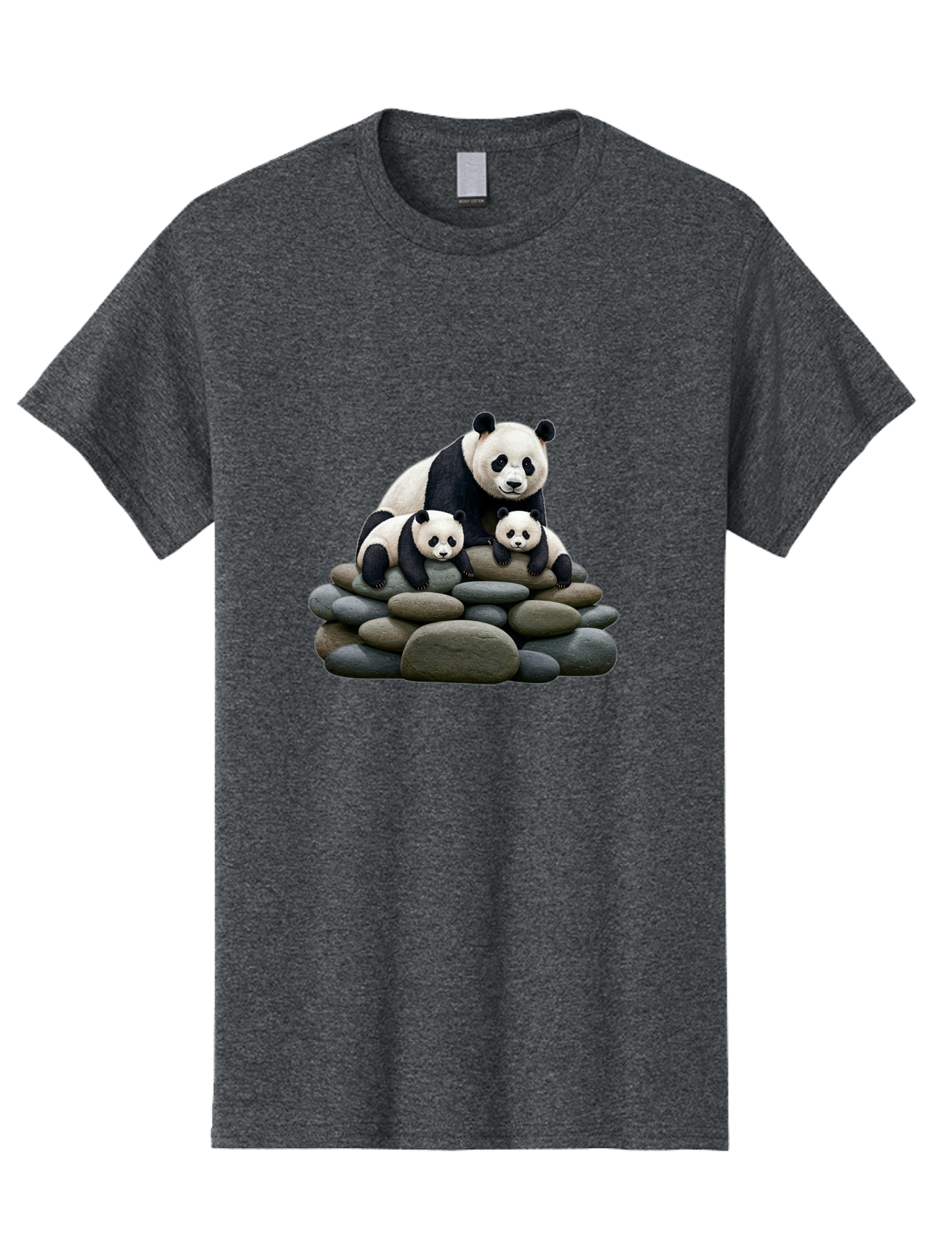 Panda-Family-4 Men'S Graphic Tee, 100% Cotton, Comfortable Casual Summer Wear, Machine Washable, Panda Bear Mom, Baby Pandas, Adorable Animals, Giant Panda, Cute Cubs, Panda Family, Animal Portrait, Wildlife Art Bae589
