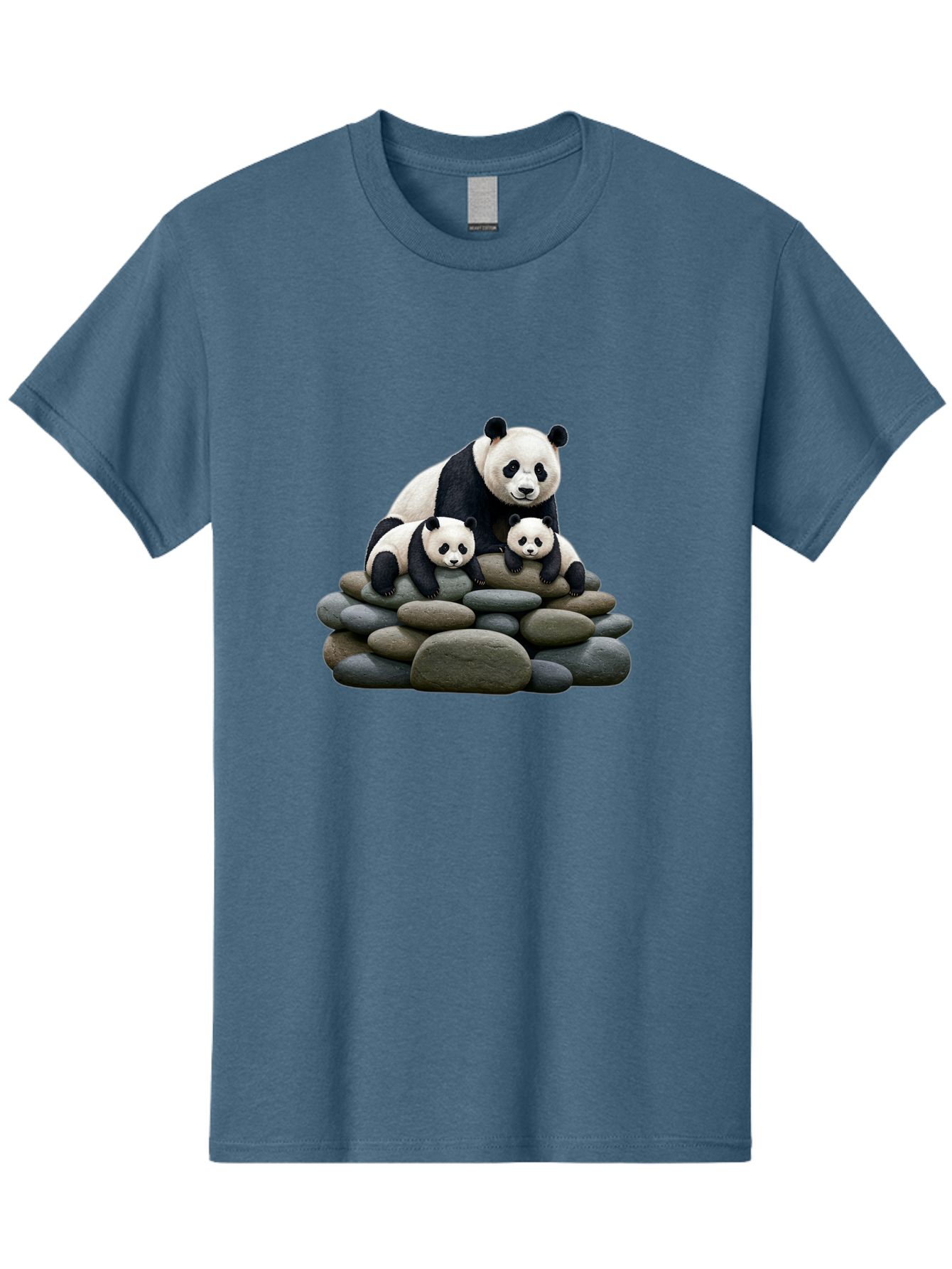Panda-Family-4 Men'S Graphic Tee, 100% Cotton, Comfortable Casual Summer Wear, Machine Washable, Panda Bear Mom, Baby Pandas, Adorable Animals, Giant Panda, Cute Cubs, Panda Family, Animal Portrait, Wildlife Art Bae589