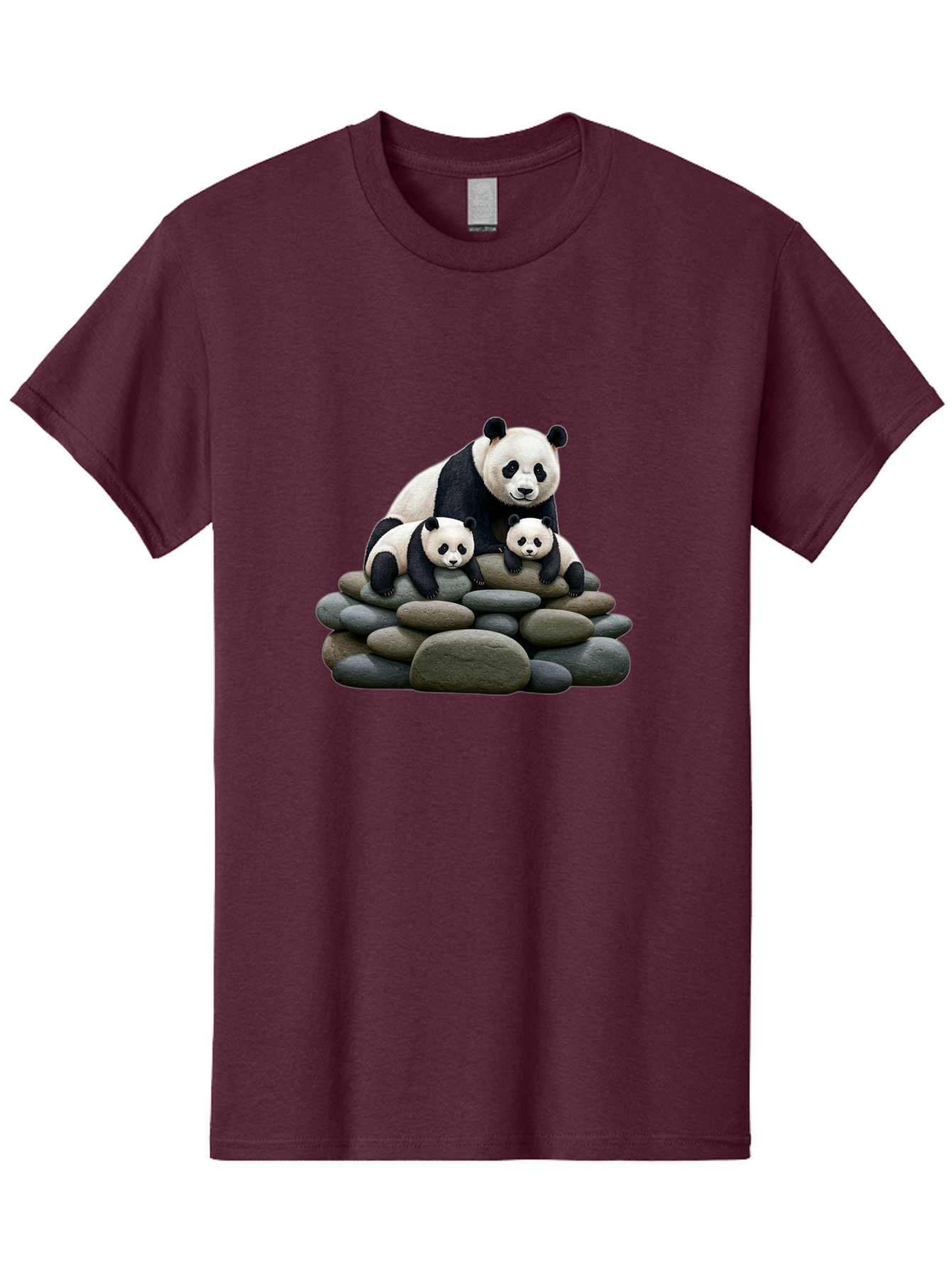 Panda-Family-4 Men'S Graphic Tee, 100% Cotton, Comfortable Casual Summer Wear, Machine Washable, Panda Bear Mom, Baby Pandas, Adorable Animals, Giant Panda, Cute Cubs, Panda Family, Animal Portrait, Wildlife Art Bae589
