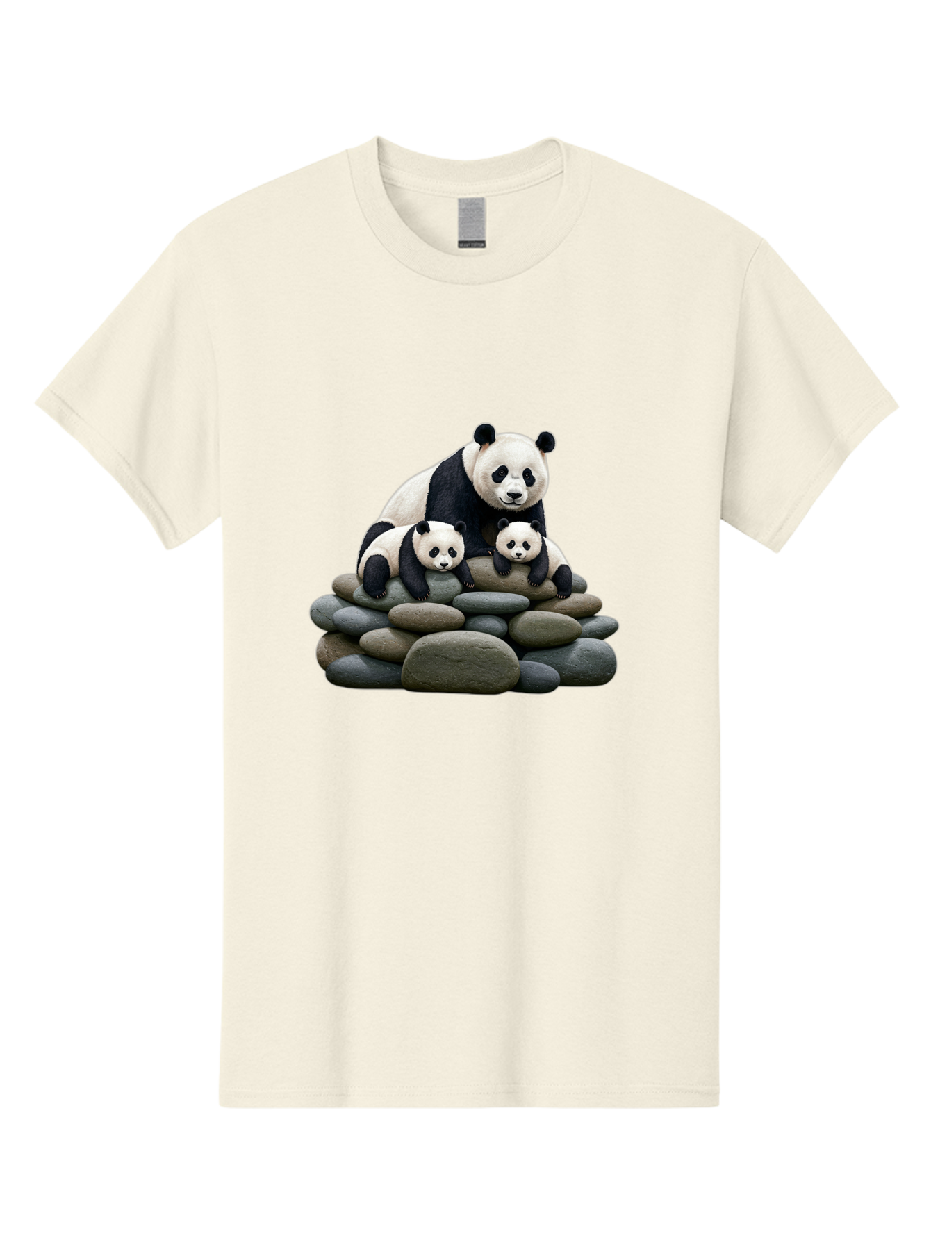 Panda-Family-4 Men'S Graphic Tee, 100% Cotton, Comfortable Casual Summer Wear, Machine Washable, Panda Bear Mom, Baby Pandas, Adorable Animals, Giant Panda, Cute Cubs, Panda Family, Animal Portrait, Wildlife Art Bae589