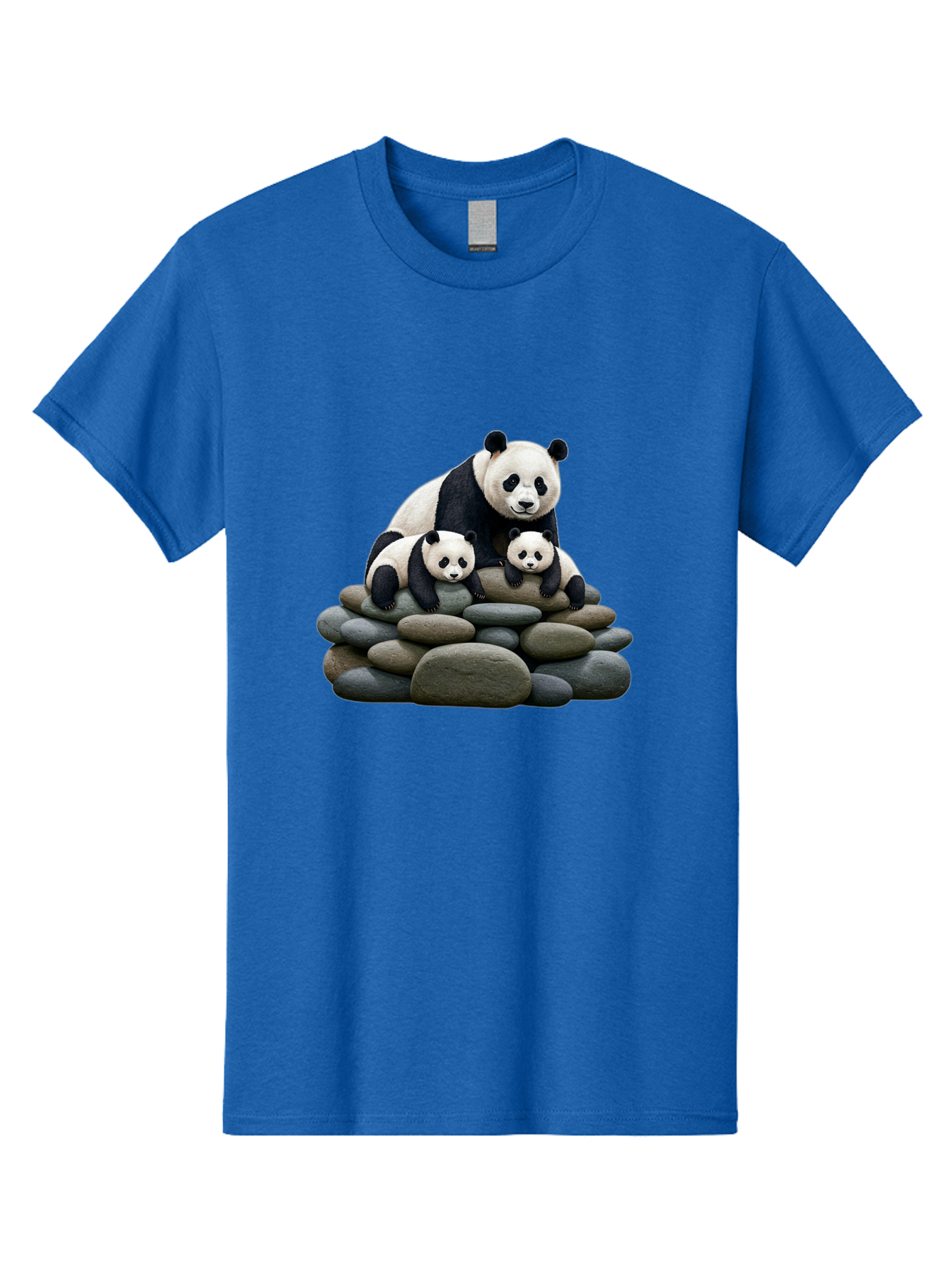 Panda-Family-4 Men'S Graphic Tee, 100% Cotton, Comfortable Casual Summer Wear, Machine Washable, Panda Bear Mom, Baby Pandas, Adorable Animals, Giant Panda, Cute Cubs, Panda Family, Animal Portrait, Wildlife Art Bae589
