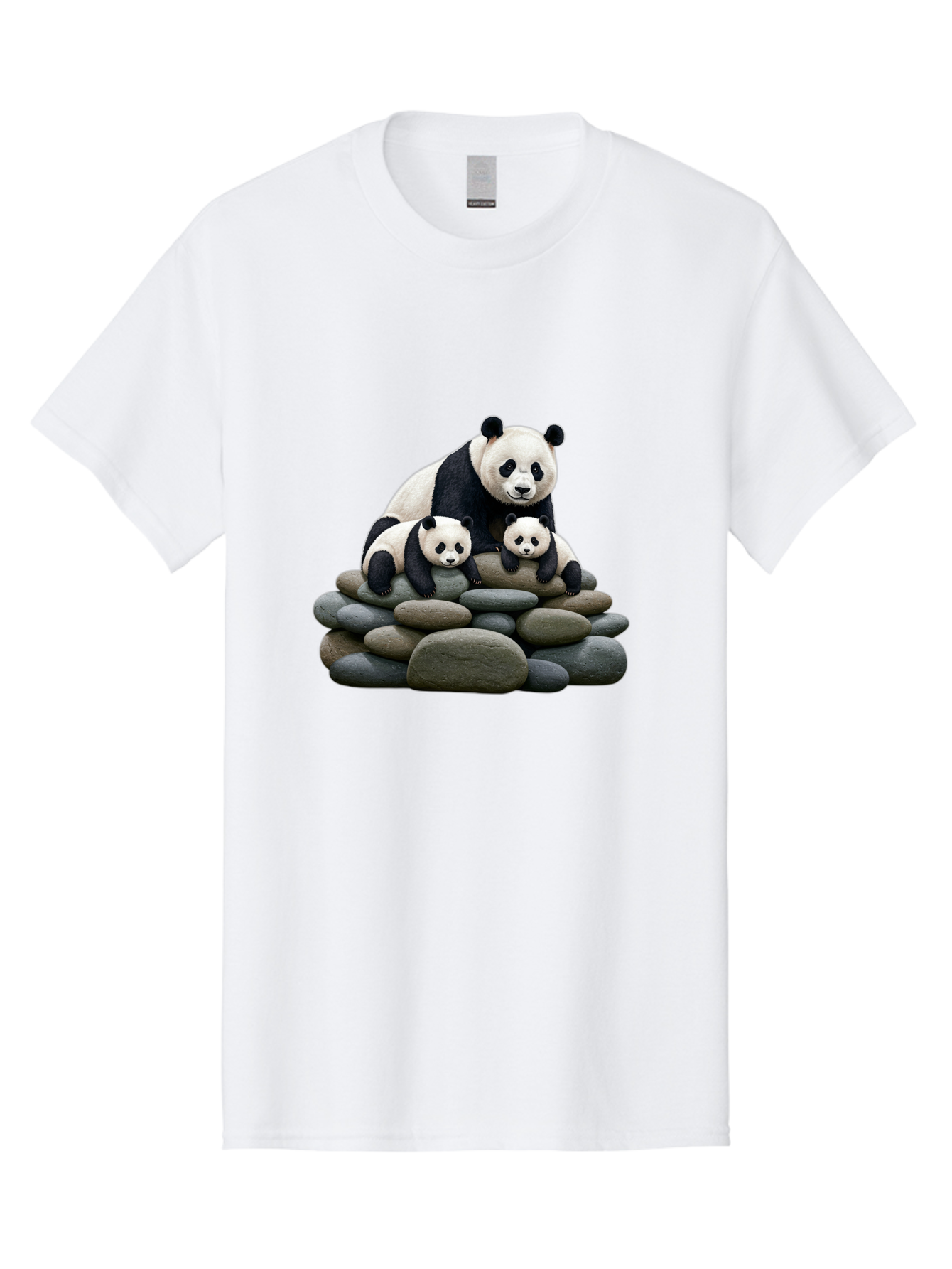 Panda-Family-4 Men'S Graphic Tee, 100% Cotton, Comfortable Casual Summer Wear, Machine Washable, Panda Bear Mom, Baby Pandas, Adorable Animals, Giant Panda, Cute Cubs, Panda Family, Animal Portrait, Wildlife Art Bae589