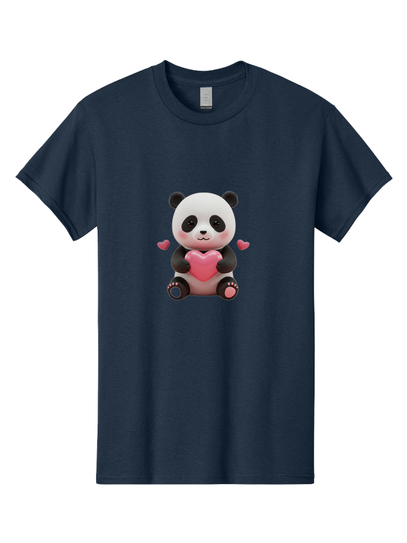 Panda-Holding-Heart-1 Men'S Graphic Tee, 100% Cotton, Comfortable Casual Summer Wear, Machine Washable, Cartoon Panda Holding Heart, Cute Panda Bear, Pink Hearts, Adorable Design, Kawaii Character, Love Symbol, Digital Illustration, Bae592