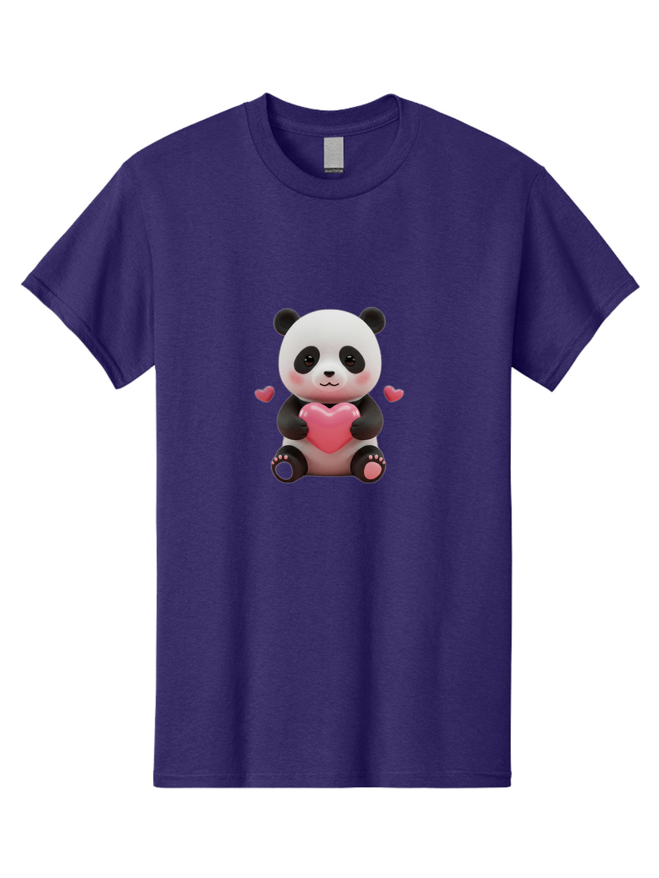 Panda-Holding-Heart-1 Men'S Graphic Tee, 100% Cotton, Comfortable Casual Summer Wear, Machine Washable, Cartoon Panda Holding Heart, Cute Panda Bear, Pink Hearts, Adorable Design, Kawaii Character, Love Symbol, Digital Illustration, Bae592