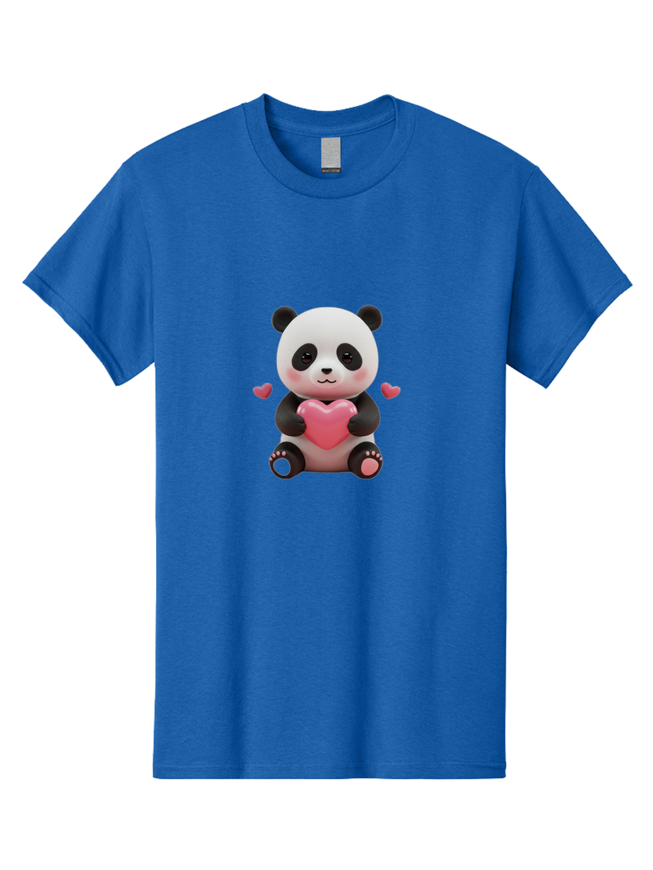 Panda-Holding-Heart-1 Men'S Graphic Tee, 100% Cotton, Comfortable Casual Summer Wear, Machine Washable, Cartoon Panda Holding Heart, Cute Panda Bear, Pink Hearts, Adorable Design, Kawaii Character, Love Symbol, Digital Illustration, Bae592