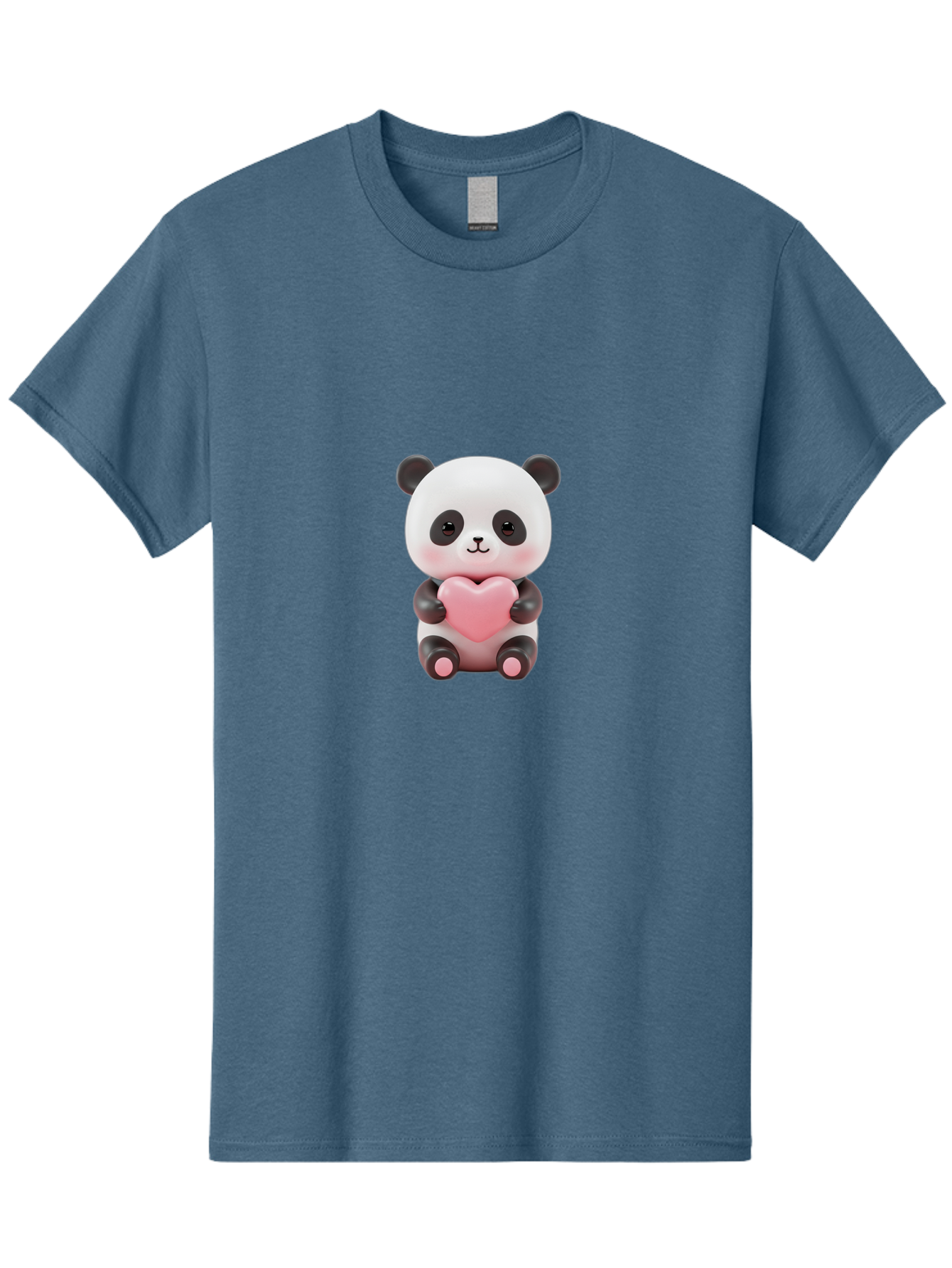 Panda-Holding-Heart-2 Men'S Graphic Tee, 100% Cotton, Comfortable Casual Summer Wear, Machine Washable, Cartoon Panda, Cute Animal, Pink Heart, Adorable Bear, Kawaii Character, Love Symbol, Black And White Panda, Heartwarming Scene, Bae593