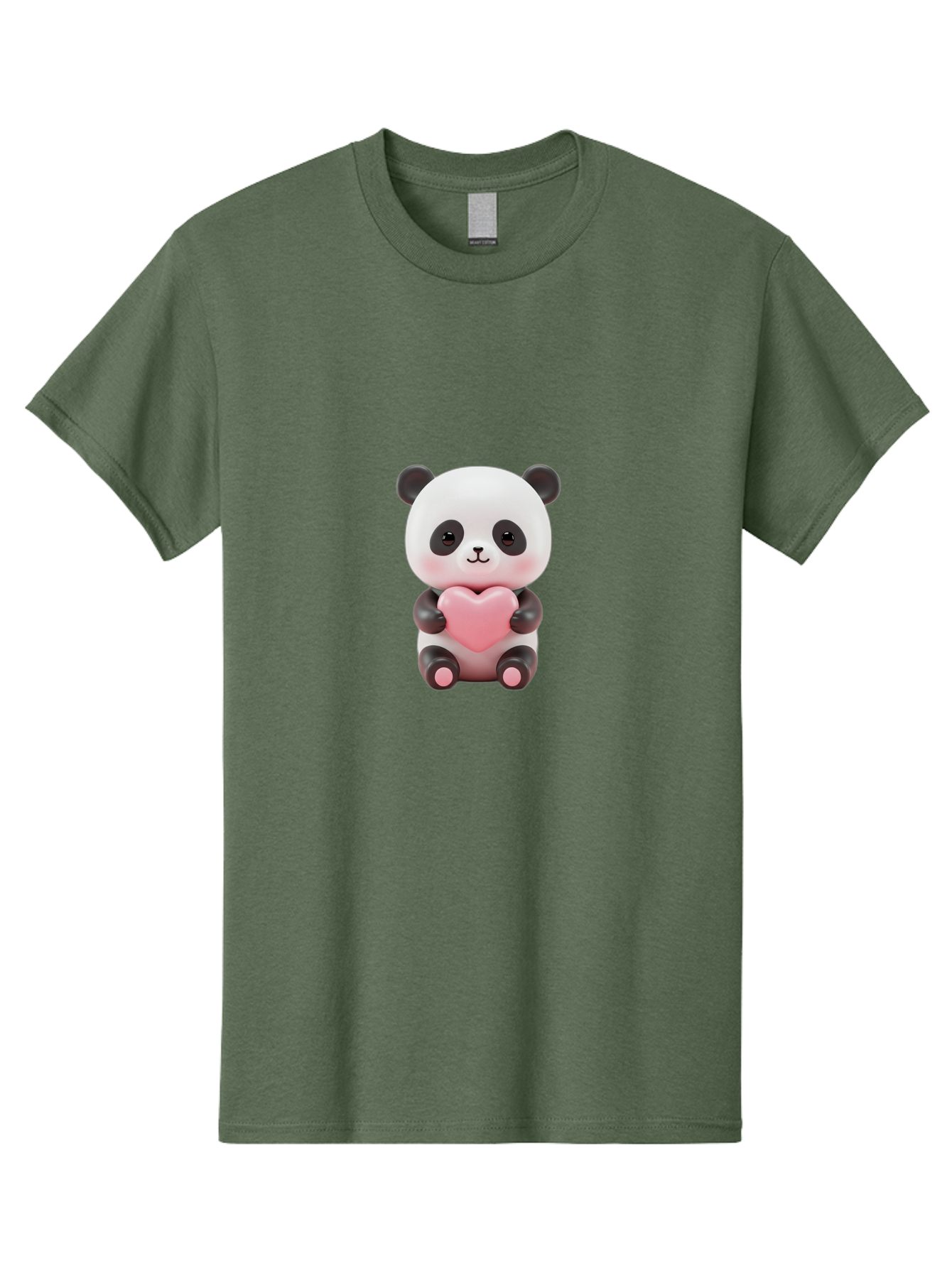 Panda-Holding-Heart-2 Men'S Graphic Tee, 100% Cotton, Comfortable Casual Summer Wear, Machine Washable, Cartoon Panda, Cute Animal, Pink Heart, Adorable Bear, Kawaii Character, Love Symbol, Black And White Panda, Heartwarming Scene, Bae593