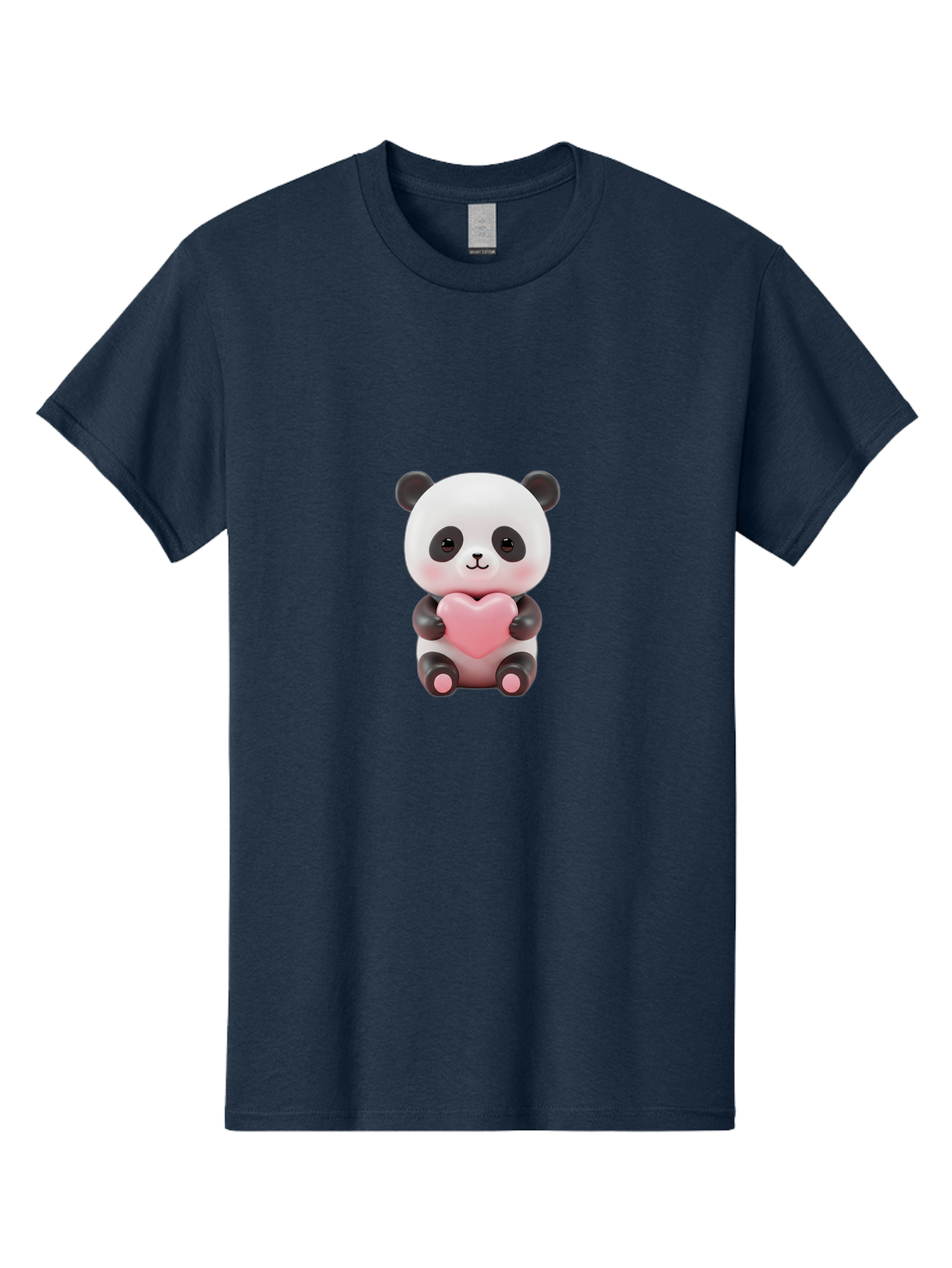 Panda-Holding-Heart-2 Men'S Graphic Tee, 100% Cotton, Comfortable Casual Summer Wear, Machine Washable, Cartoon Panda, Cute Animal, Pink Heart, Adorable Bear, Kawaii Character, Love Symbol, Black And White Panda, Heartwarming Scene, Bae593