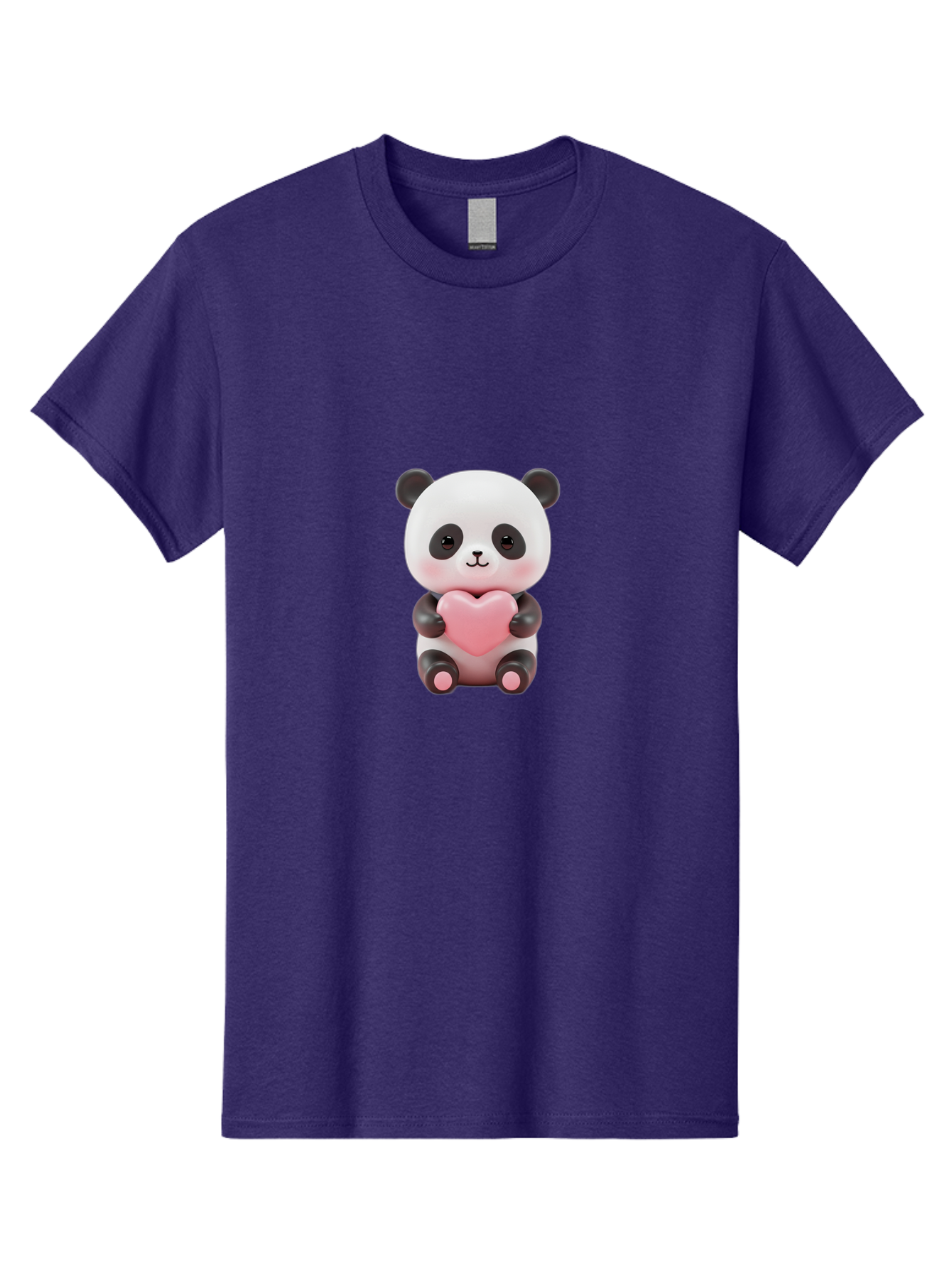 Panda-Holding-Heart-2 Men'S Graphic Tee, 100% Cotton, Comfortable Casual Summer Wear, Machine Washable, Cartoon Panda, Cute Animal, Pink Heart, Adorable Bear, Kawaii Character, Love Symbol, Black And White Panda, Heartwarming Scene, Bae593