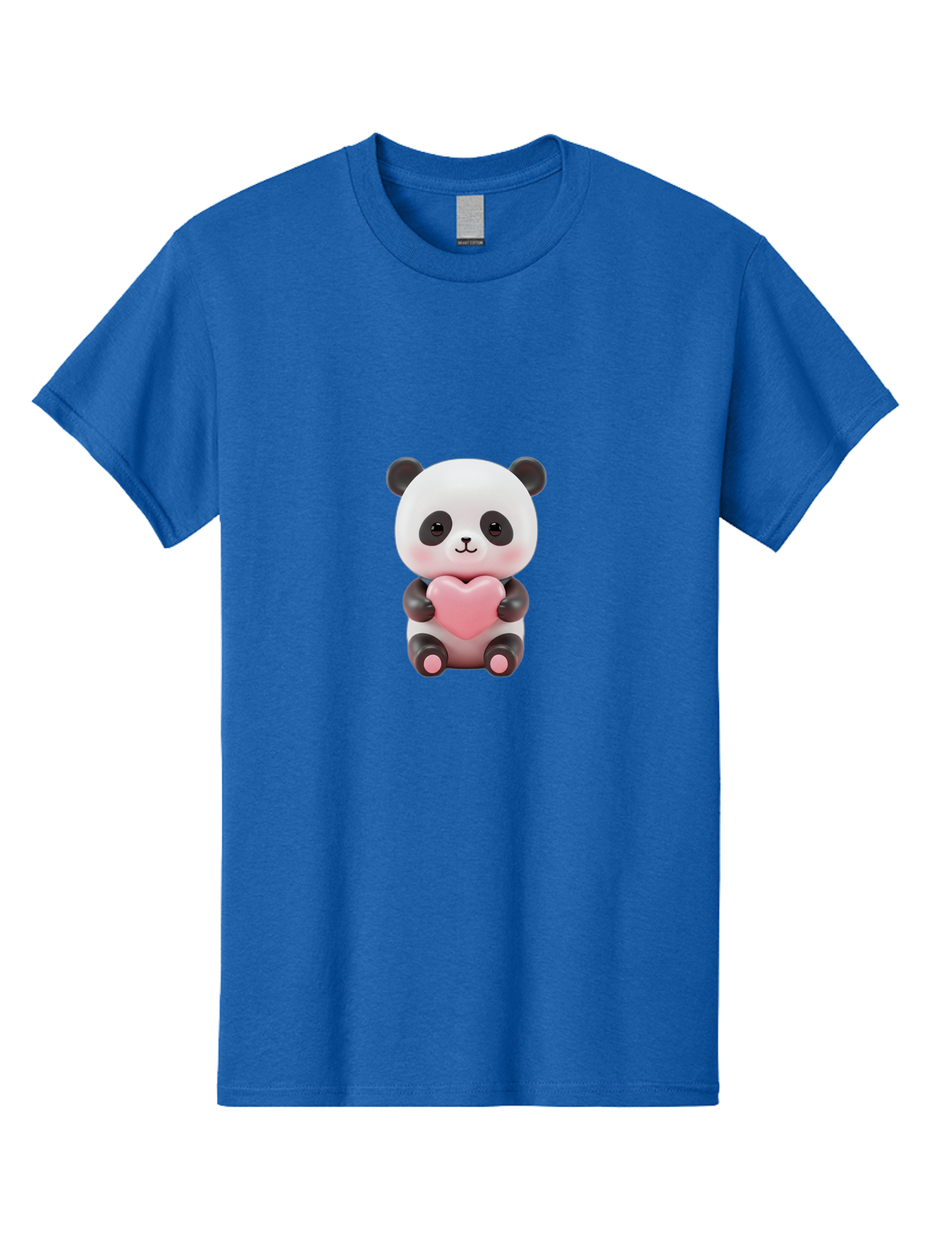 Panda-Holding-Heart-2 Men'S Graphic Tee, 100% Cotton, Comfortable Casual Summer Wear, Machine Washable, Cartoon Panda, Cute Animal, Pink Heart, Adorable Bear, Kawaii Character, Love Symbol, Black And White Panda, Heartwarming Scene, Bae593