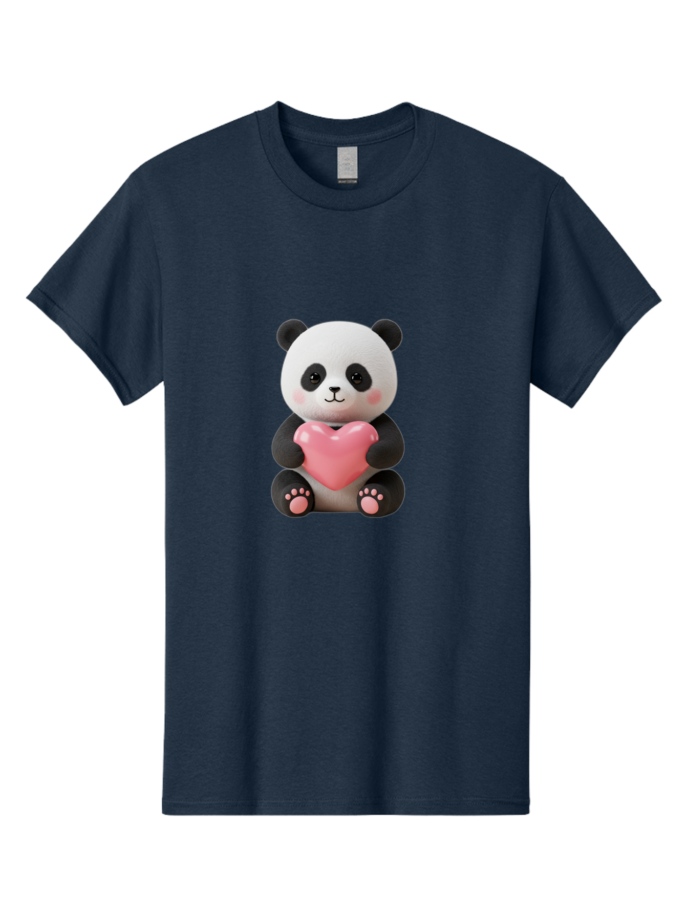 Panda-Holding-Heart-4 Men'S Graphic Tee, 100% Cotton, Comfortable Casual Summer Wear, Machine Washable, Cute Panda, Adorable Animal, Pink Heart, Love Symbol, Cartoon Character, Kawaii Design, Fluffy Panda, Heartwarming Scene, Bae595