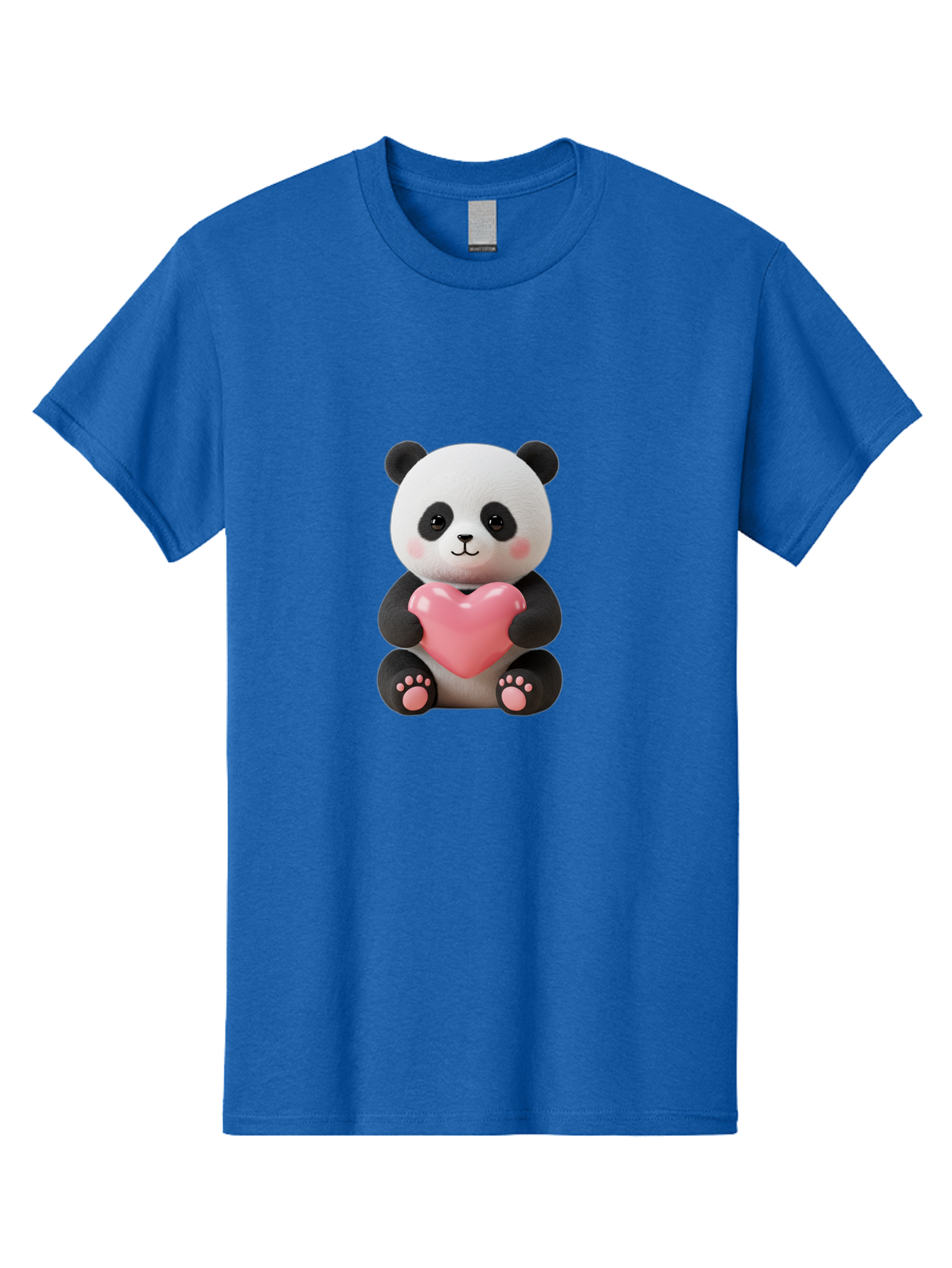 Panda-Holding-Heart-4 Men'S Graphic Tee, 100% Cotton, Comfortable Casual Summer Wear, Machine Washable, Cute Panda, Adorable Animal, Pink Heart, Love Symbol, Cartoon Character, Kawaii Design, Fluffy Panda, Heartwarming Scene, Bae595