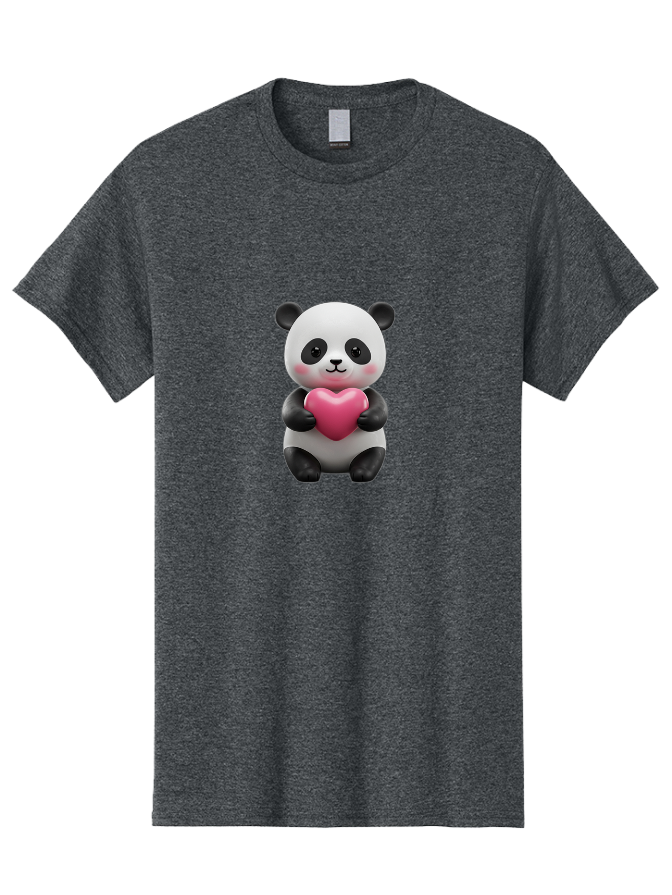 Panda-Holding-Heart-5 Men'S Graphic Tee, 100% Cotton, Comfortable Casual Summer Wear, Machine Washable, Cute Panda Bear, Adorable Cartoon Character, Pink Heart, Loving Gesture, Heartwarming Scene, Valentines Day, Love Symbol, Cartoon Graphics, Bae596