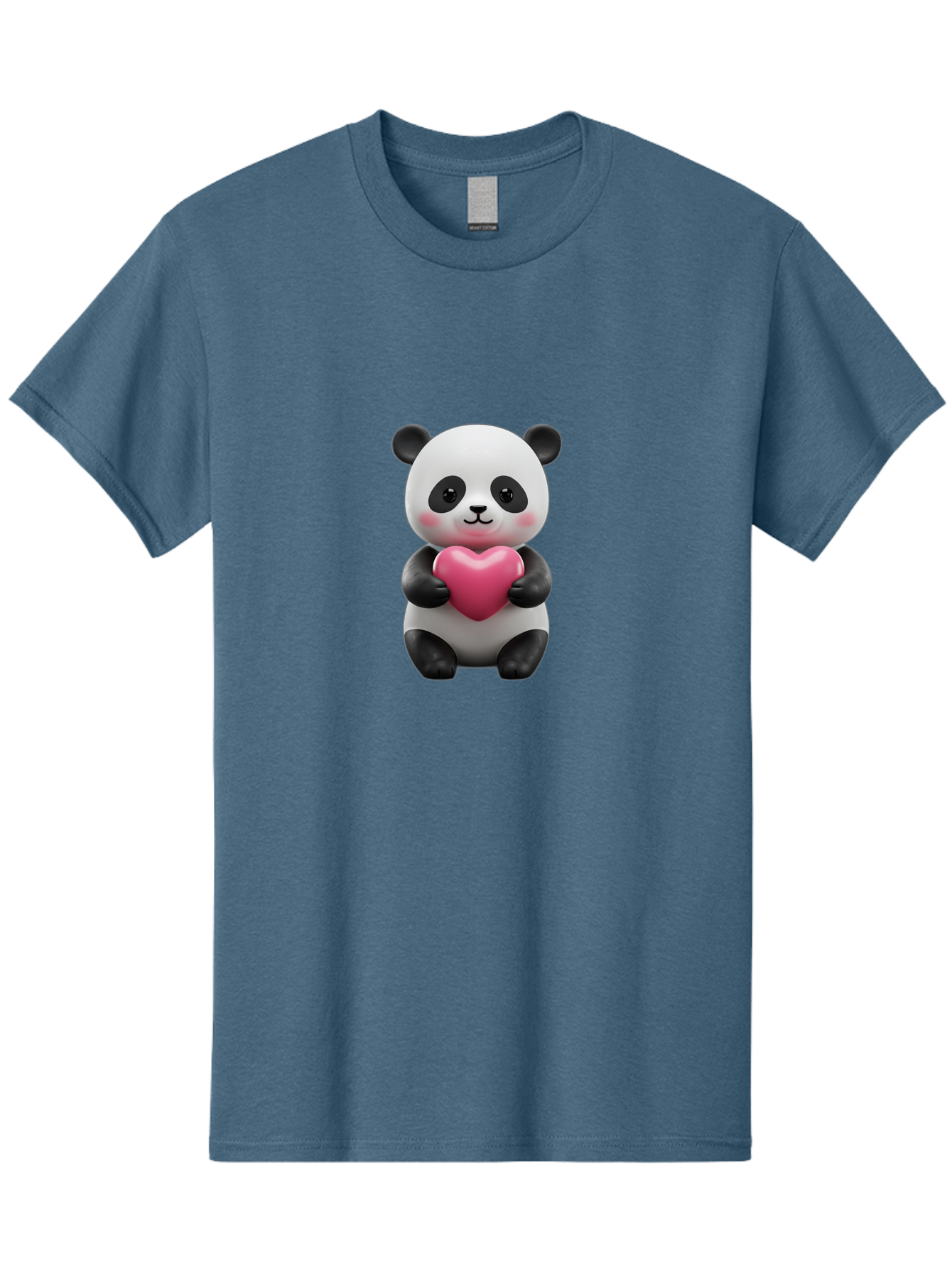 Panda-Holding-Heart-5 Men'S Graphic Tee, 100% Cotton, Comfortable Casual Summer Wear, Machine Washable, Cute Panda Bear, Adorable Cartoon Character, Pink Heart, Loving Gesture, Heartwarming Scene, Valentines Day, Love Symbol, Cartoon Graphics, Bae596