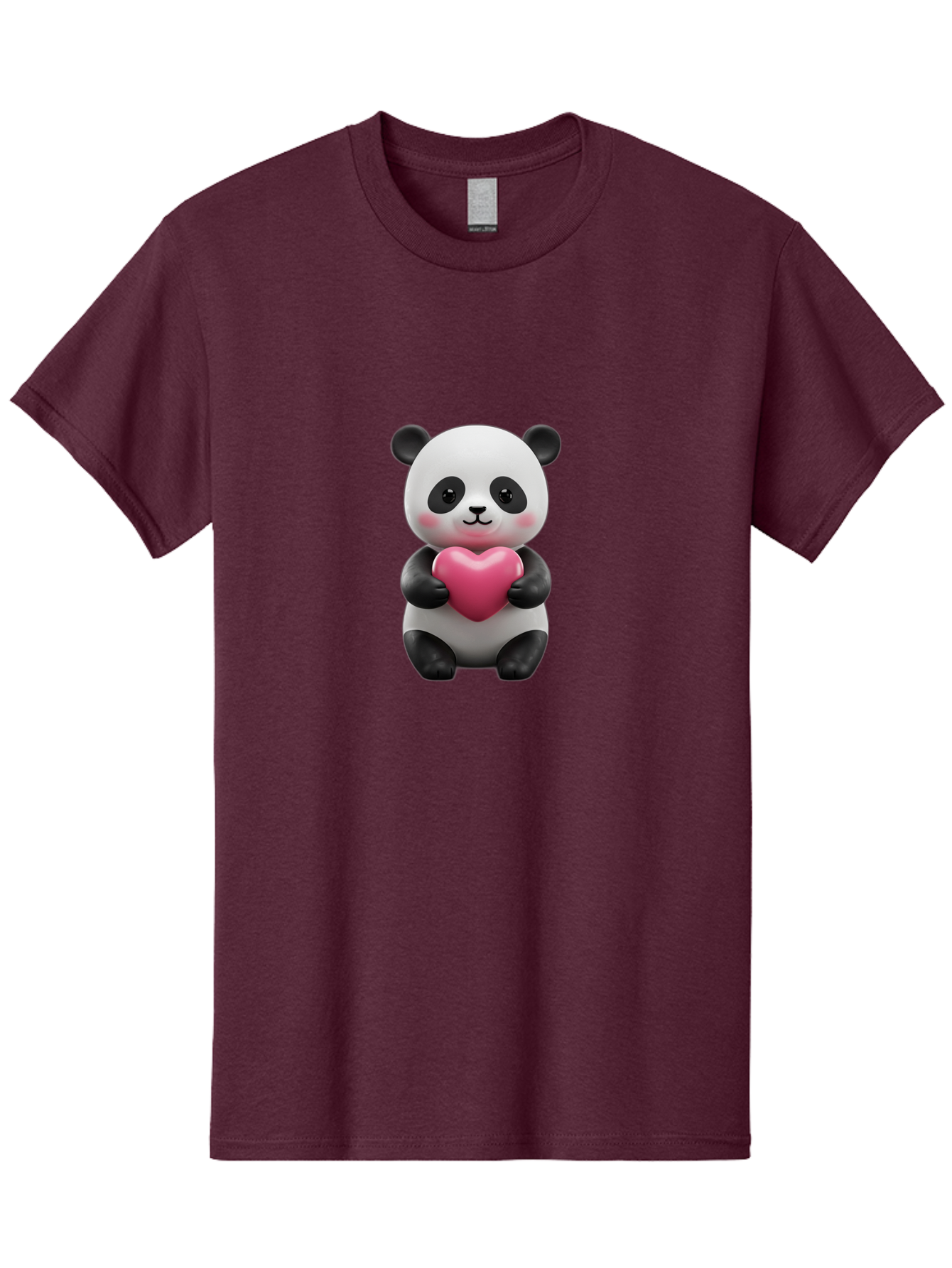 Panda-Holding-Heart-5 Men'S Graphic Tee, 100% Cotton, Comfortable Casual Summer Wear, Machine Washable, Cute Panda Bear, Adorable Cartoon Character, Pink Heart, Loving Gesture, Heartwarming Scene, Valentines Day, Love Symbol, Cartoon Graphics, Bae596